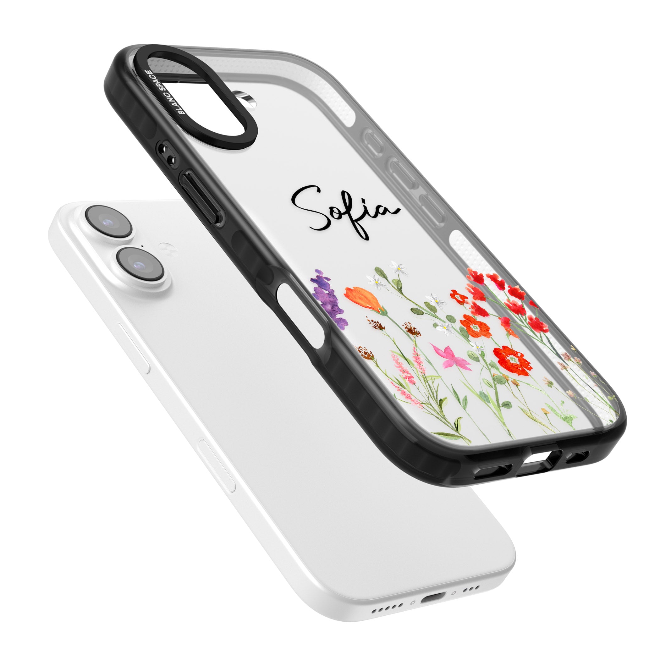 Personalised Spring Wildflowers iPhone 17 Impact Black Phone Case Colours