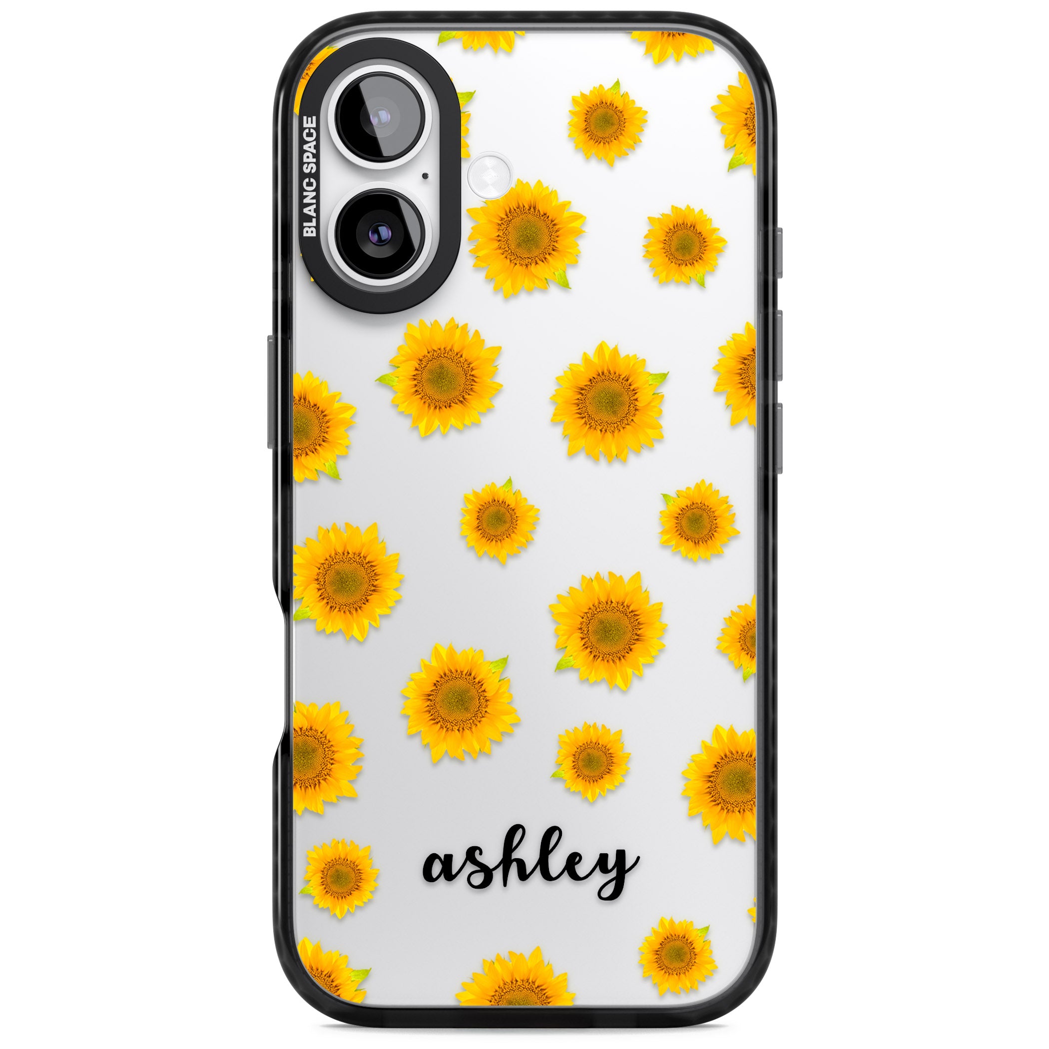 Personalised Sunflowers & Cursive iPhone 17 Impact Black Phone Case
