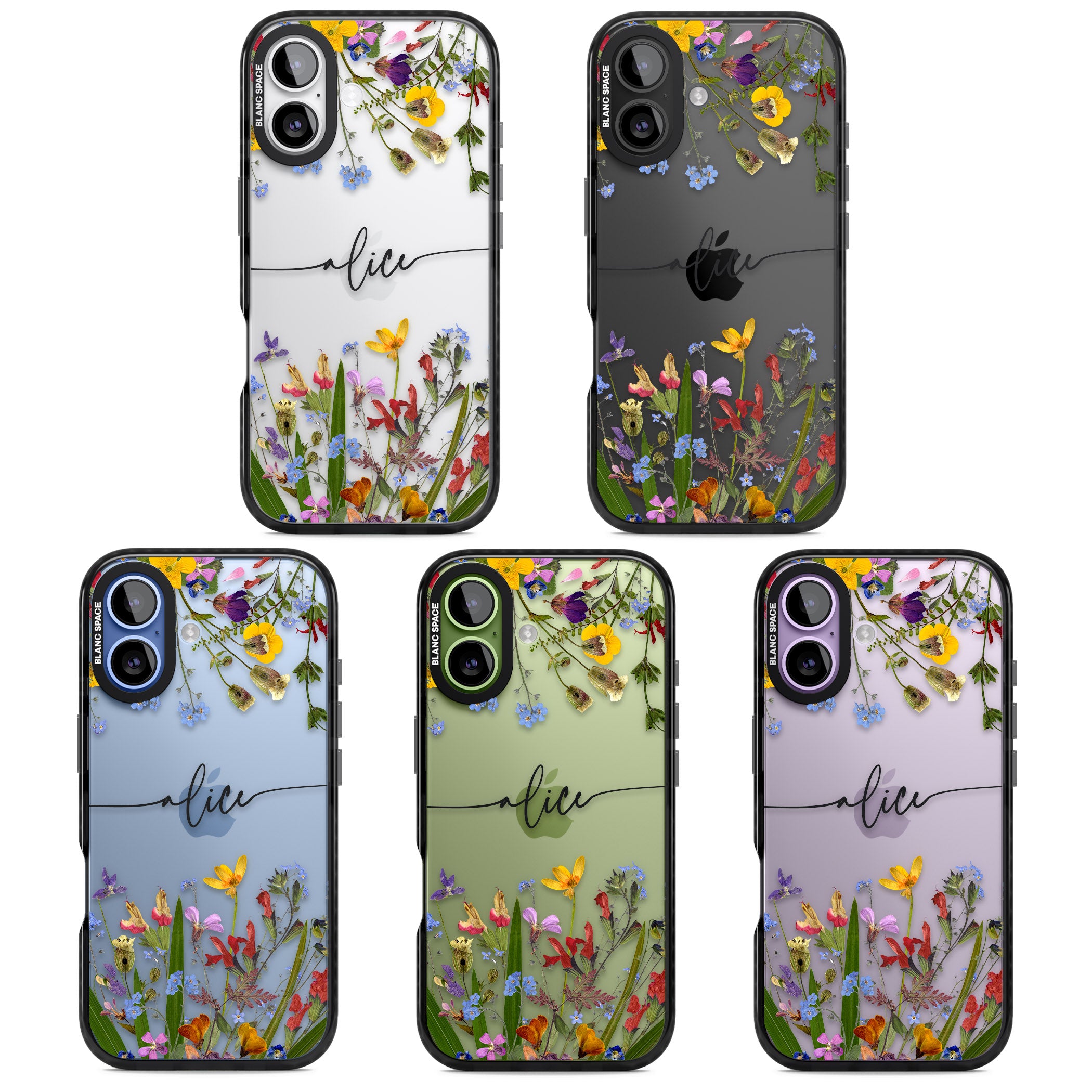 Personalised Wildflower Floral iPhone 17 Impact Black Phone Case APT Impact Protection