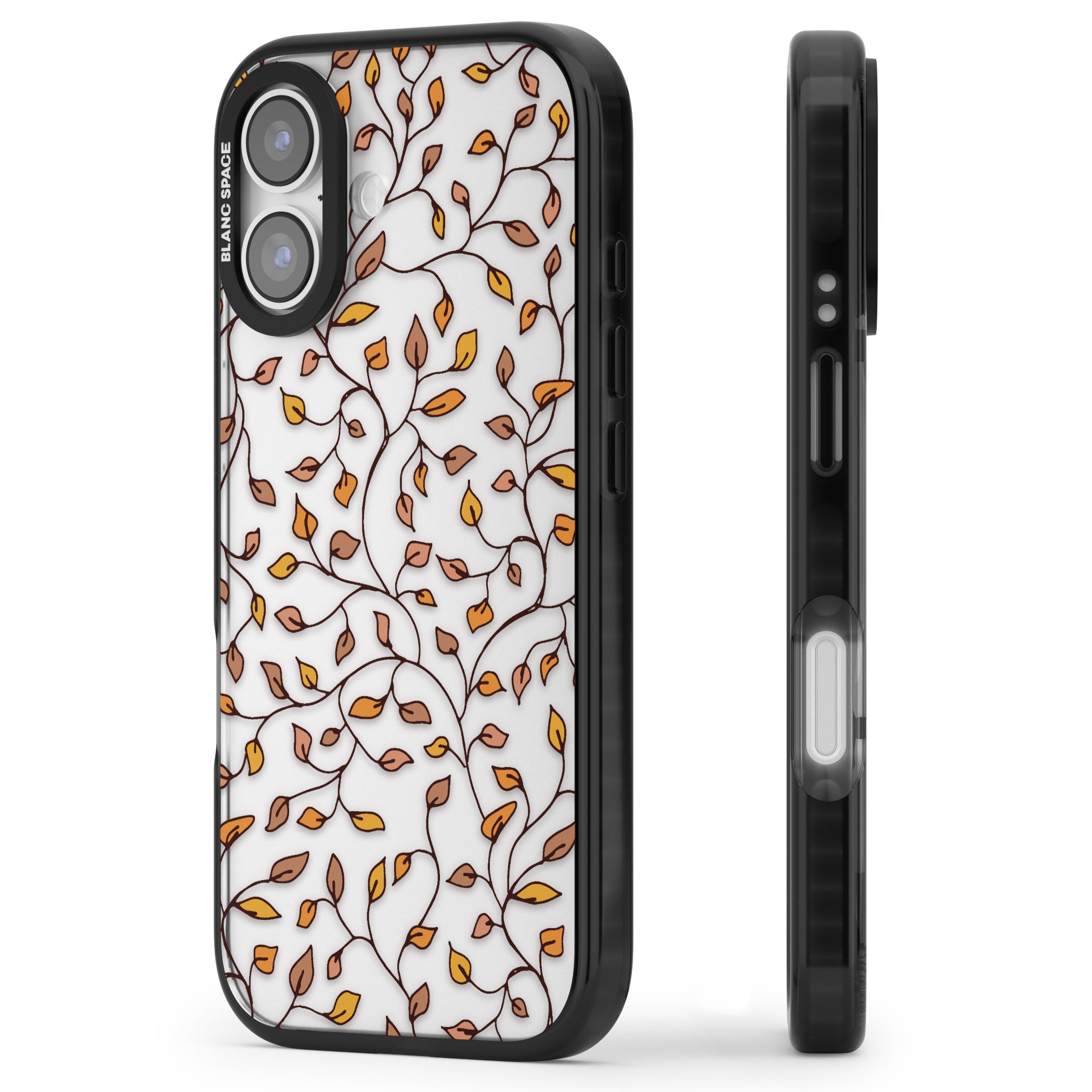 Personalised Autumn Leaves Pattern iPhone 17 Impact Black Phone Case Side Profile