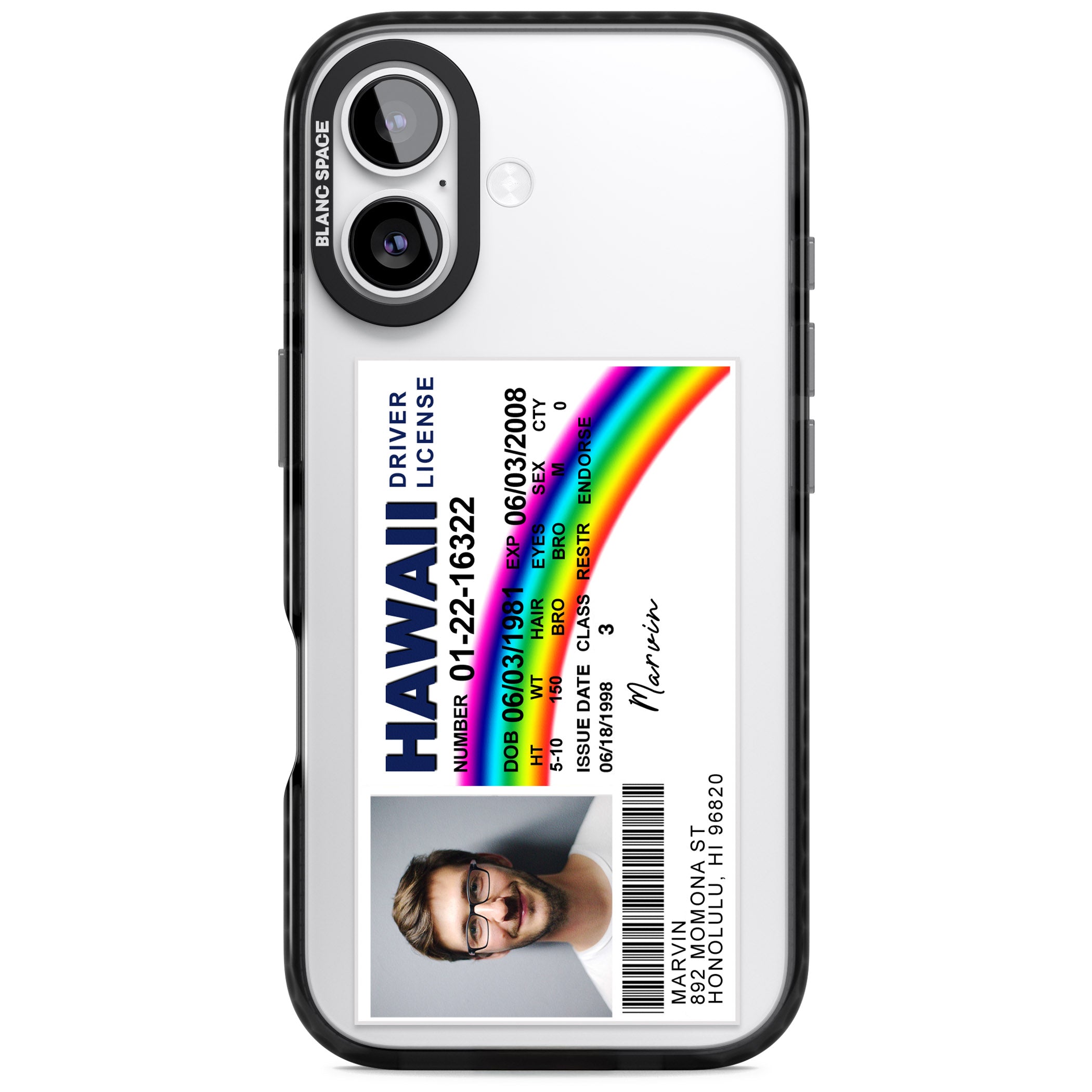 Personalised Hawaii Driving License iPhone 17 Impact Black Phone Case