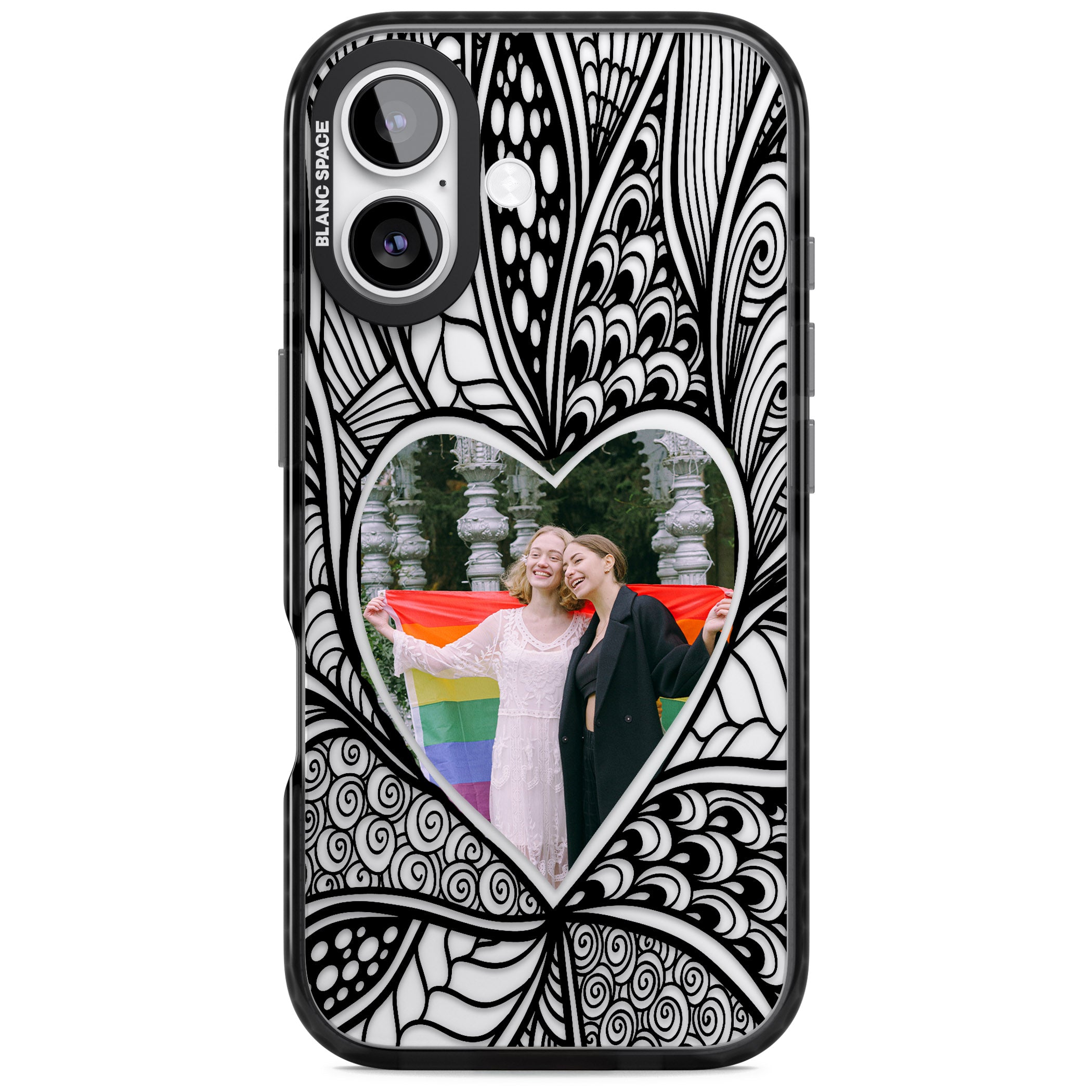 Personalised Henna Heart Photo Case iPhone 17 Impact Black Phone Case