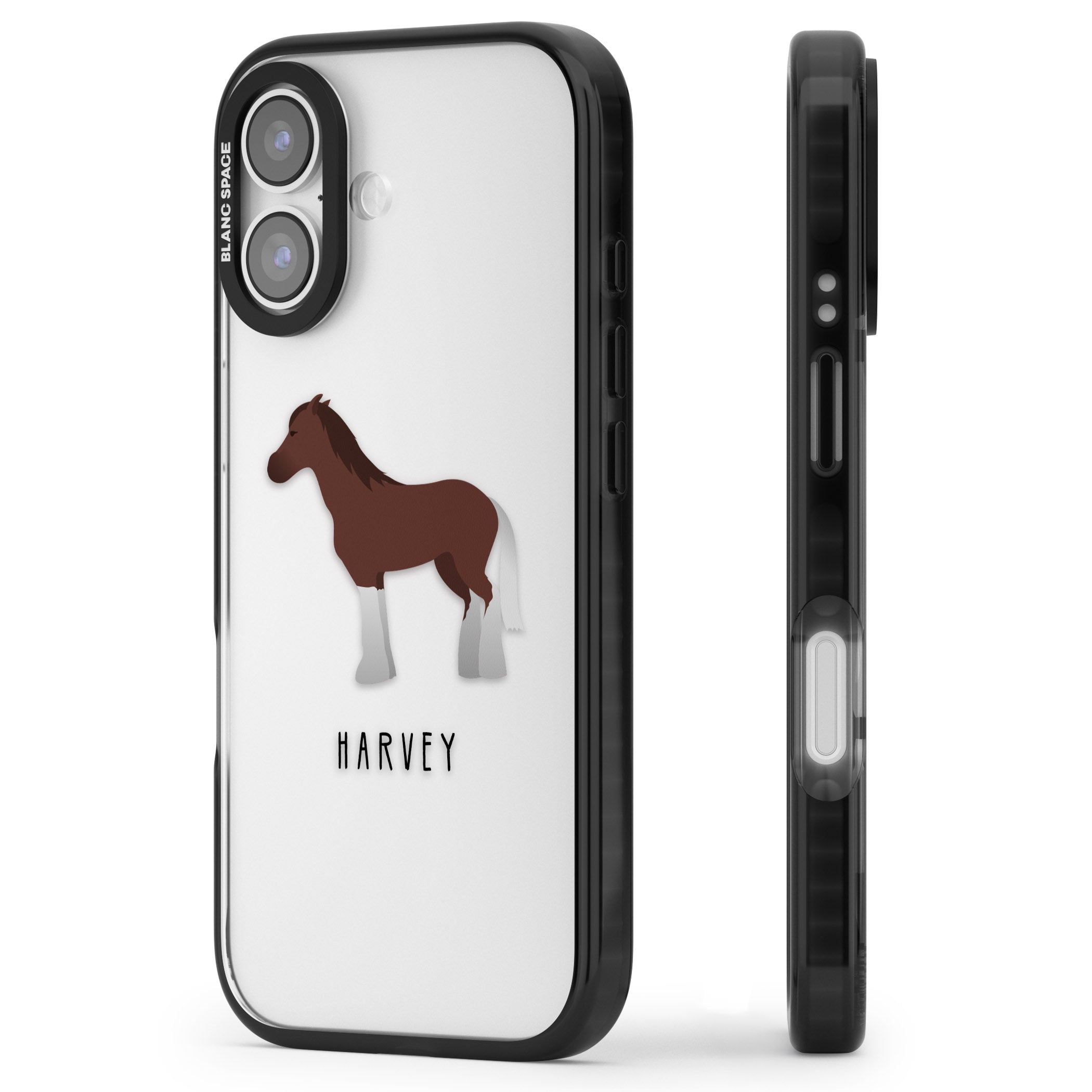 Personalised Brown Horse iPhone 17 Impact Black Phone Case Side Profile