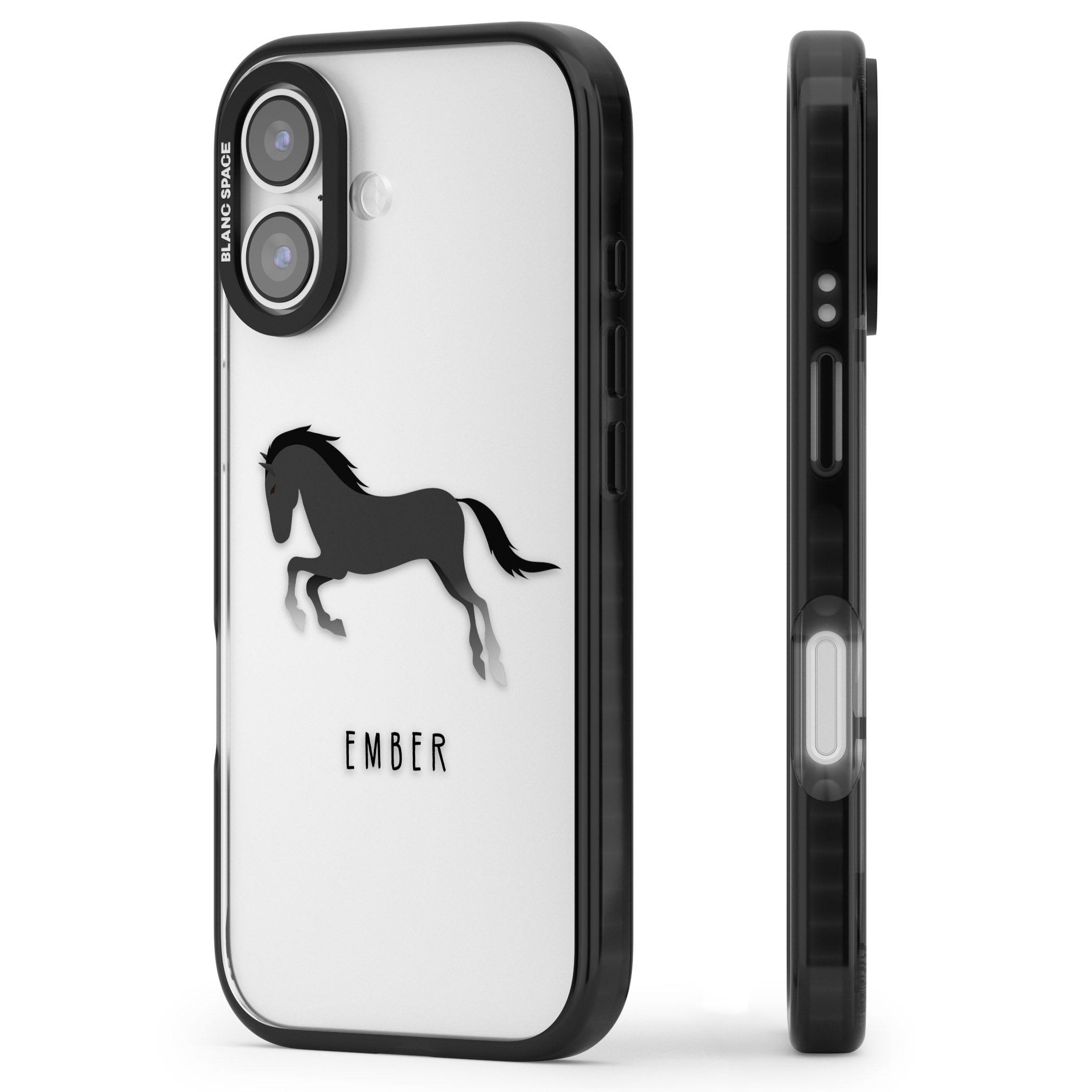 Personalised Black Horse iPhone 17 Impact Black Phone Case Side Profile