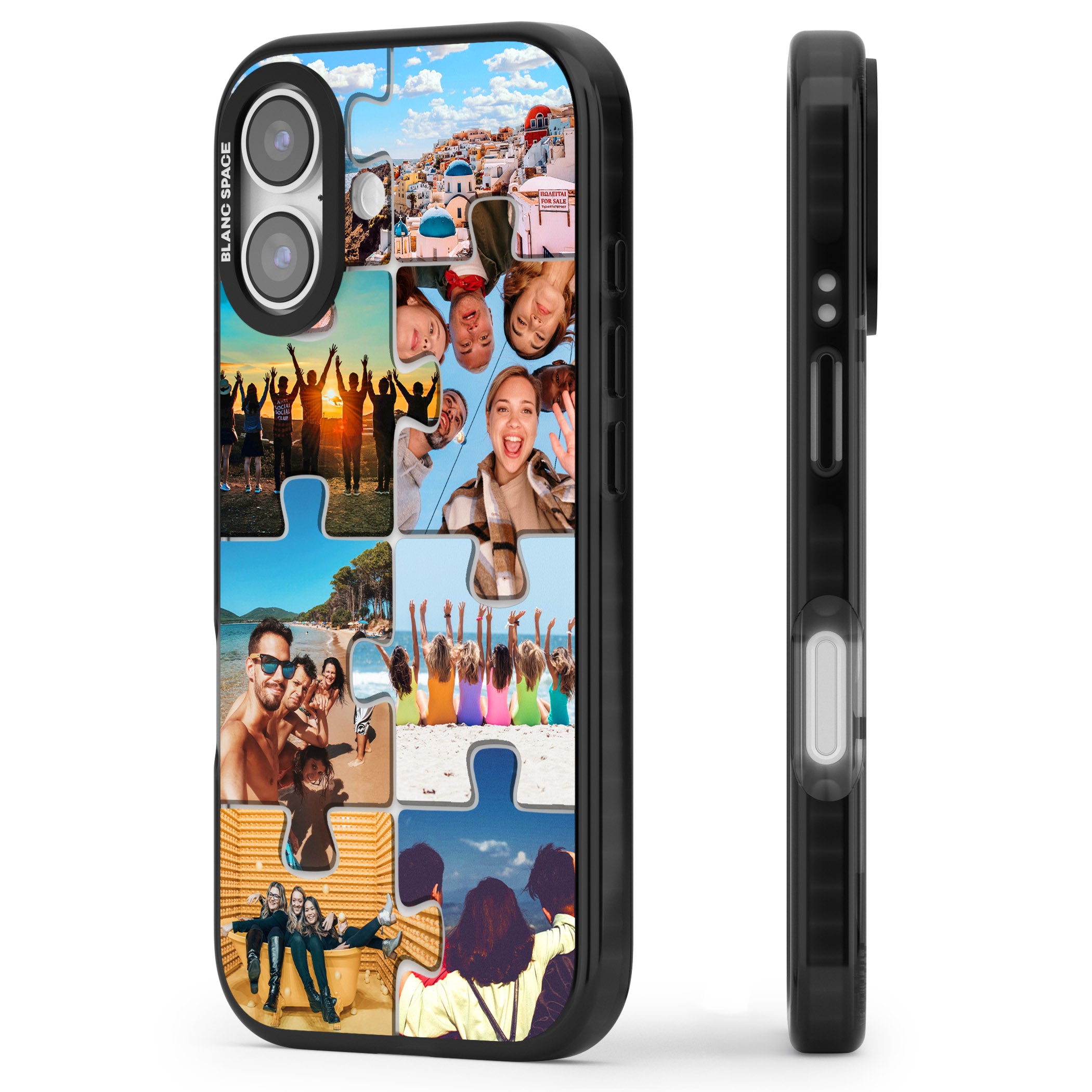 Personalised Jigsaw Photo Grid iPhone 17 Impact Black Phone Case Side Profile