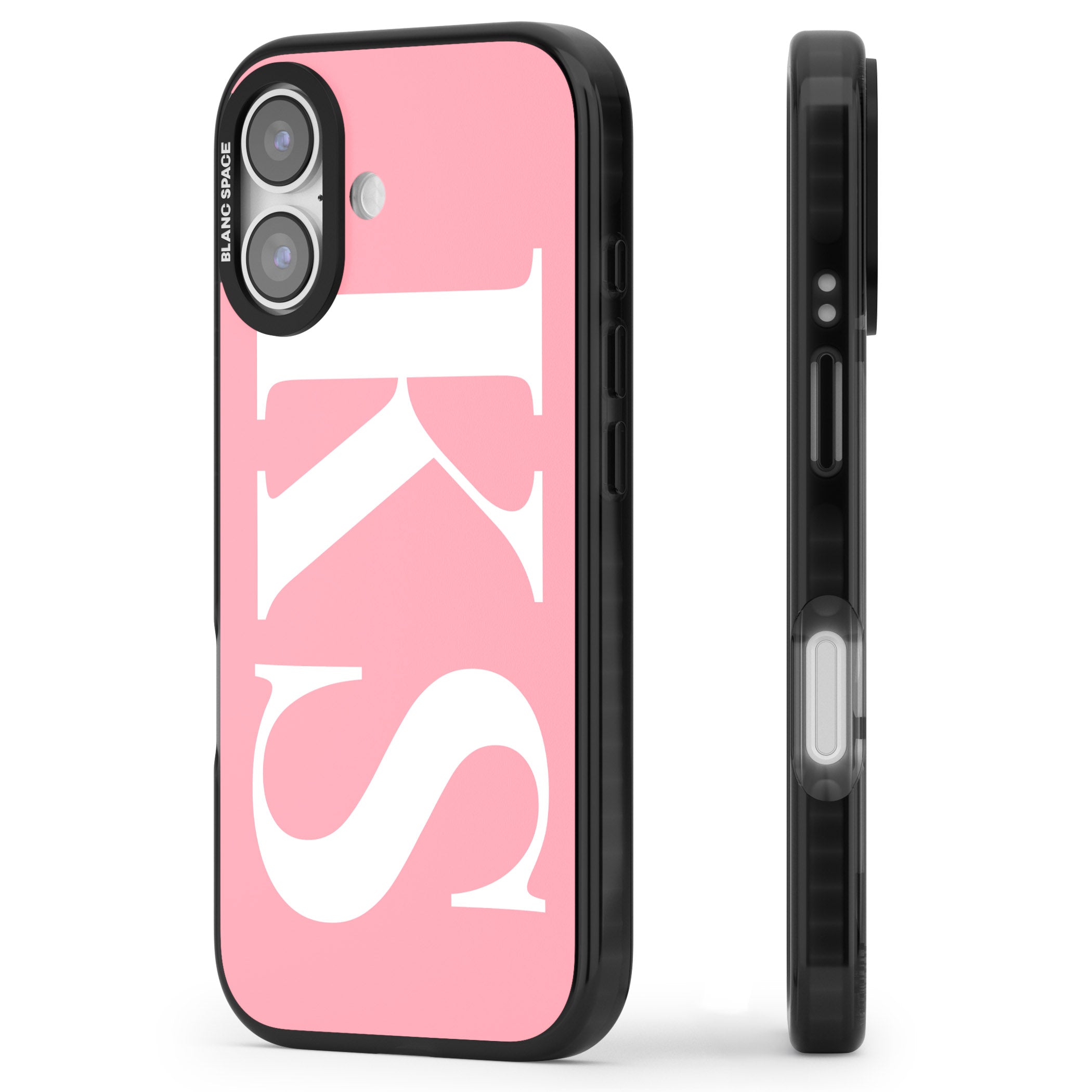 Personalised White & Pink Letters iPhone 17 Impact Black Phone Case Side Profile