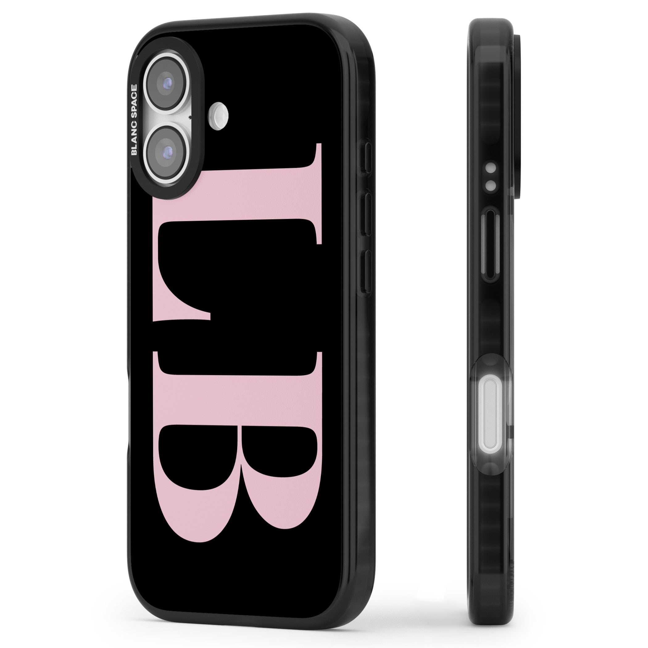 Personalised Pink & Black Green Letters iPhone 17 Impact Black Phone Case Side Profile