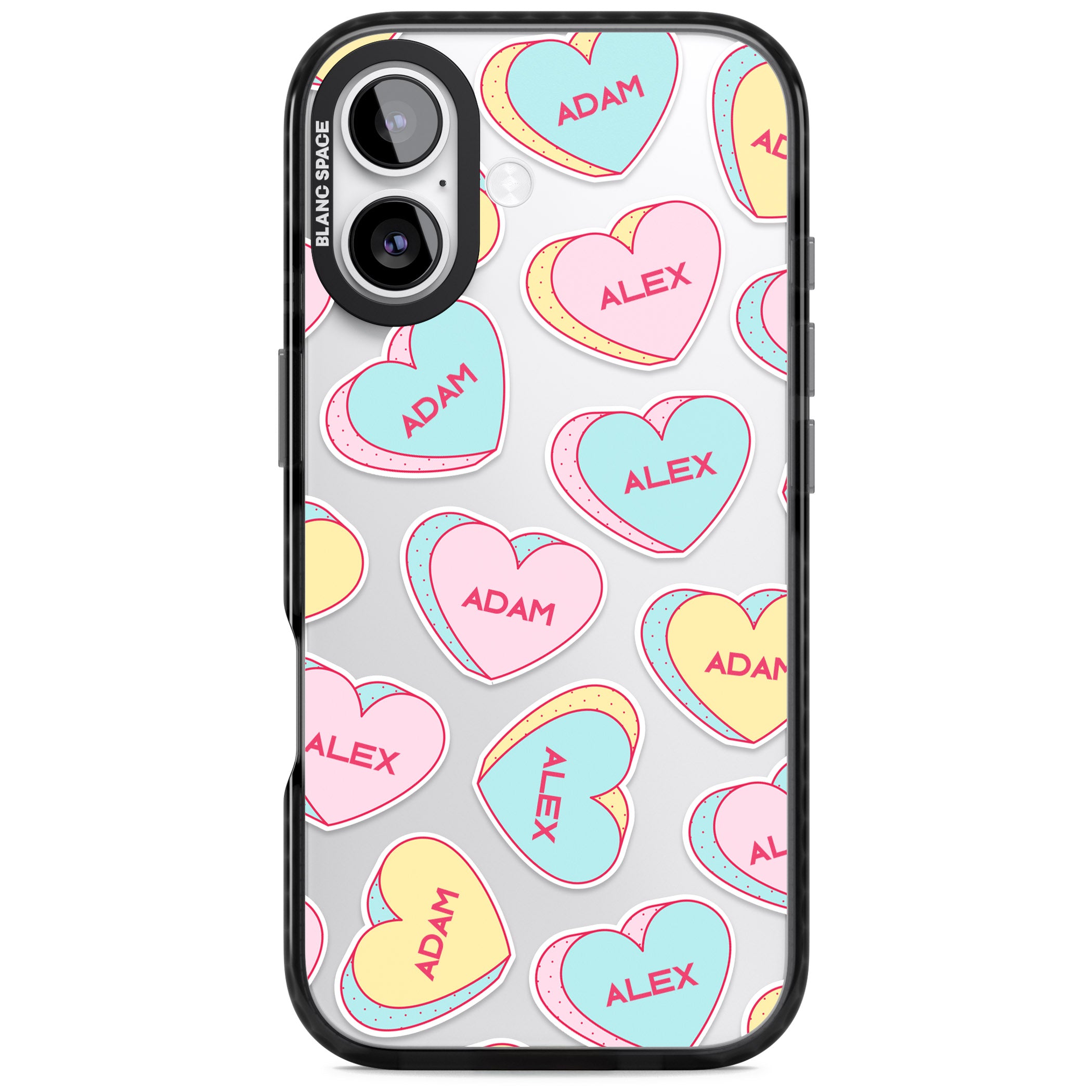 Personalised Love Hearts iPhone 17 Impact Black Phone Case