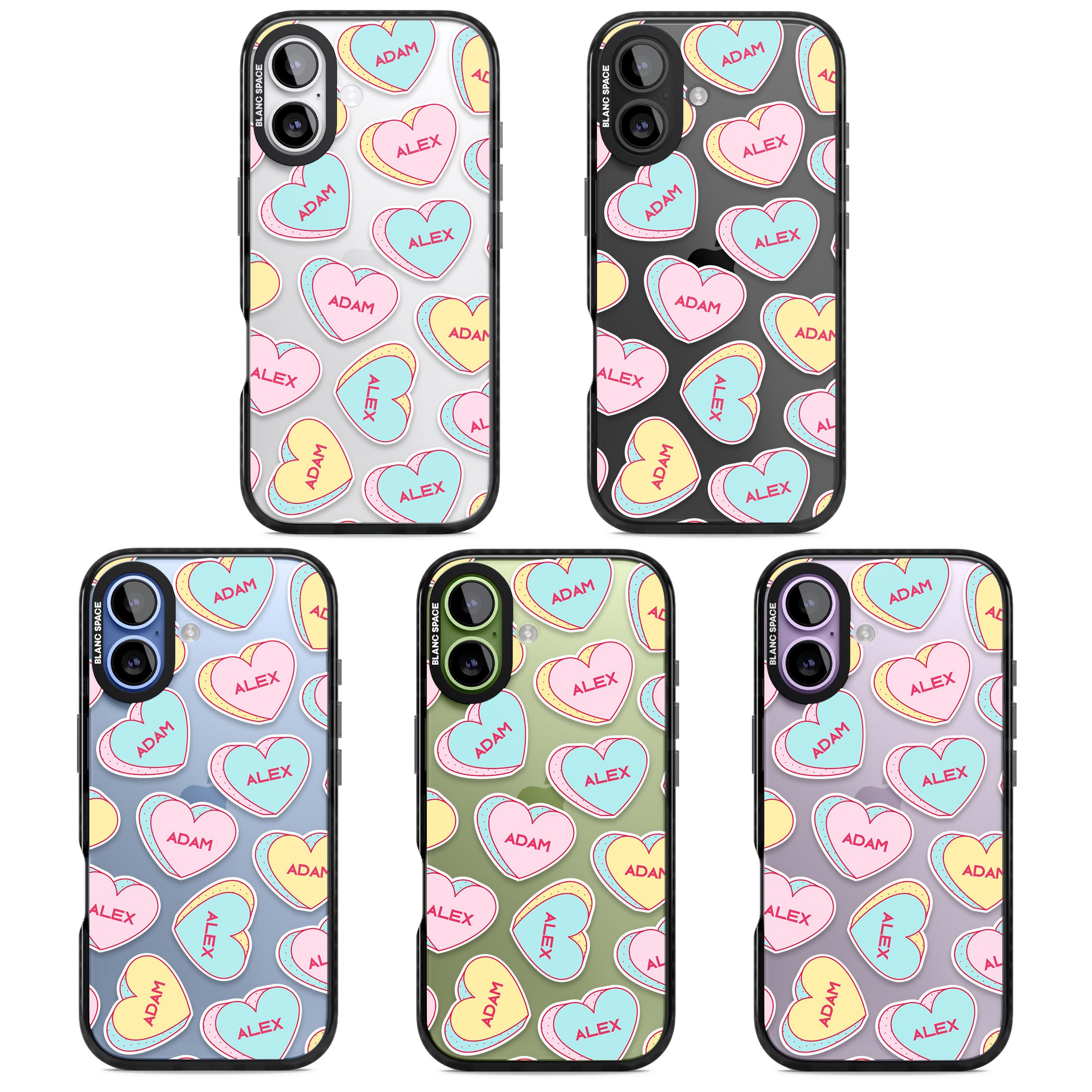 Personalised Love Hearts iPhone 17 Impact Black Phone Case APT Impact Protection