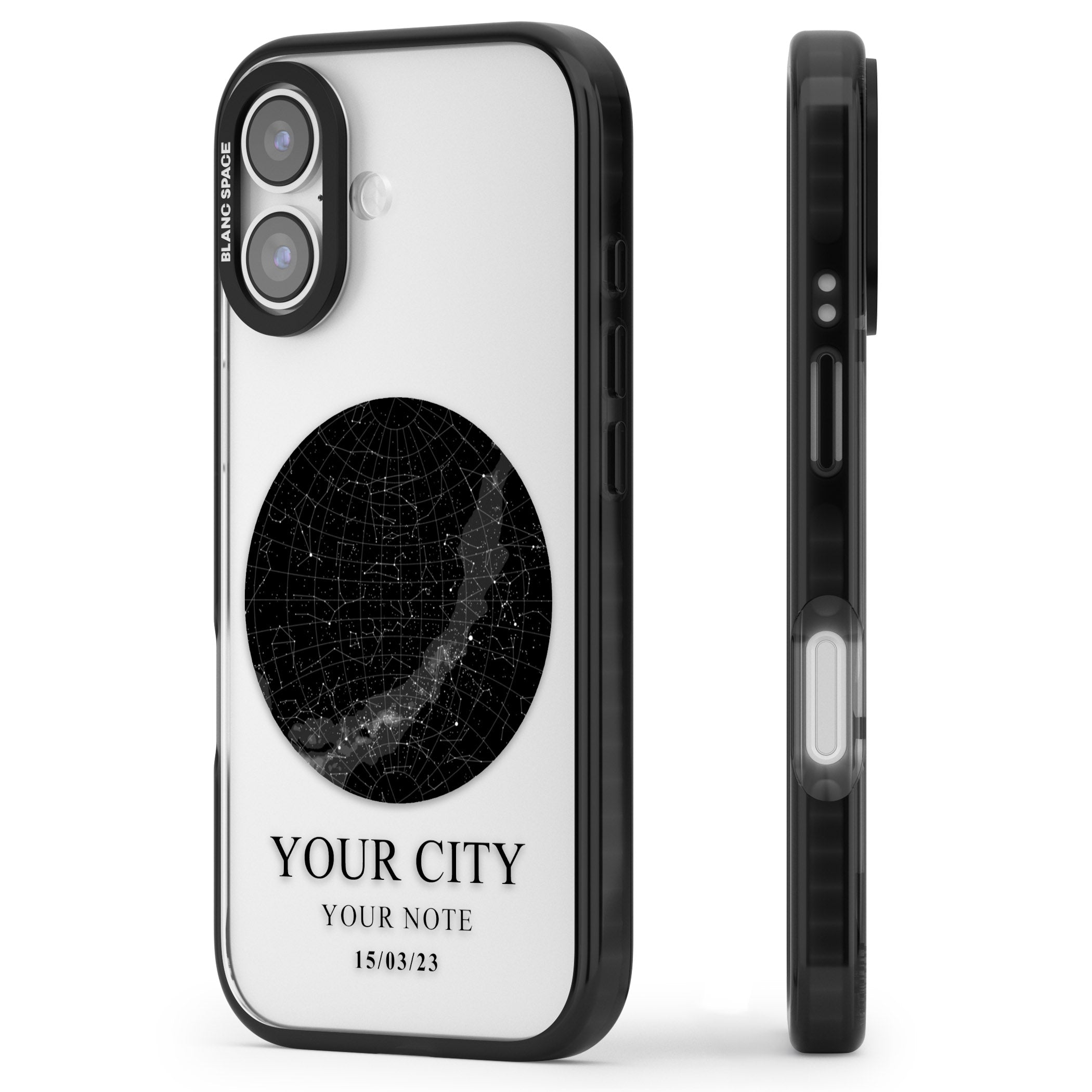 Personalised Star Map iPhone 17 Impact Black Phone Case Side Profile