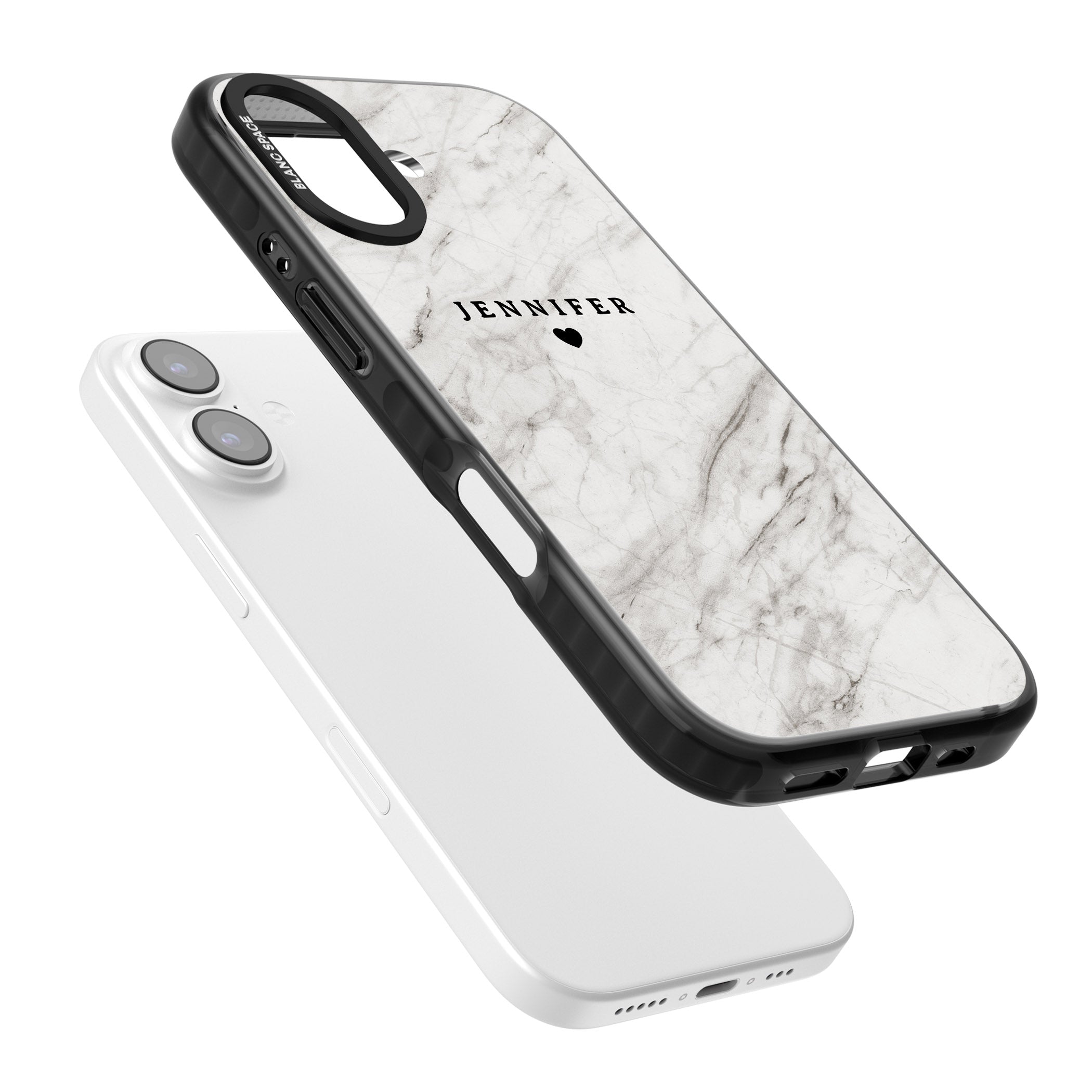 Personalised Light Grey Marble iPhone 17 Impact Black Phone Case Colours