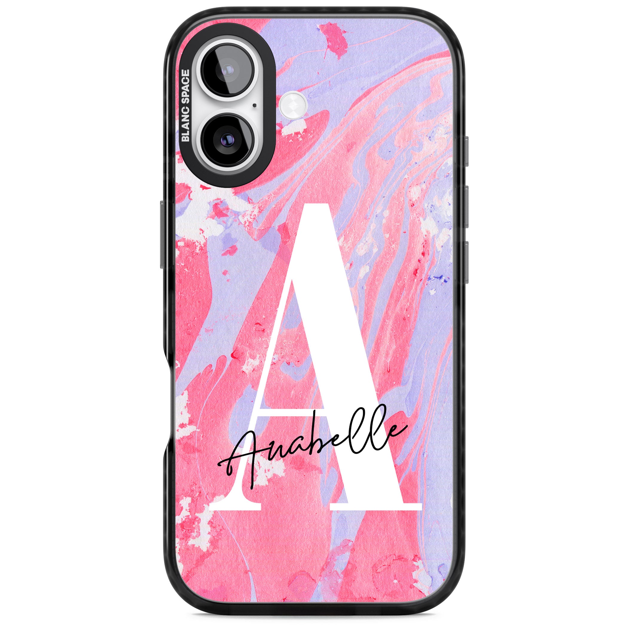 Personalised Pink & Purple Marble iPhone 17 Impact Black Phone Case