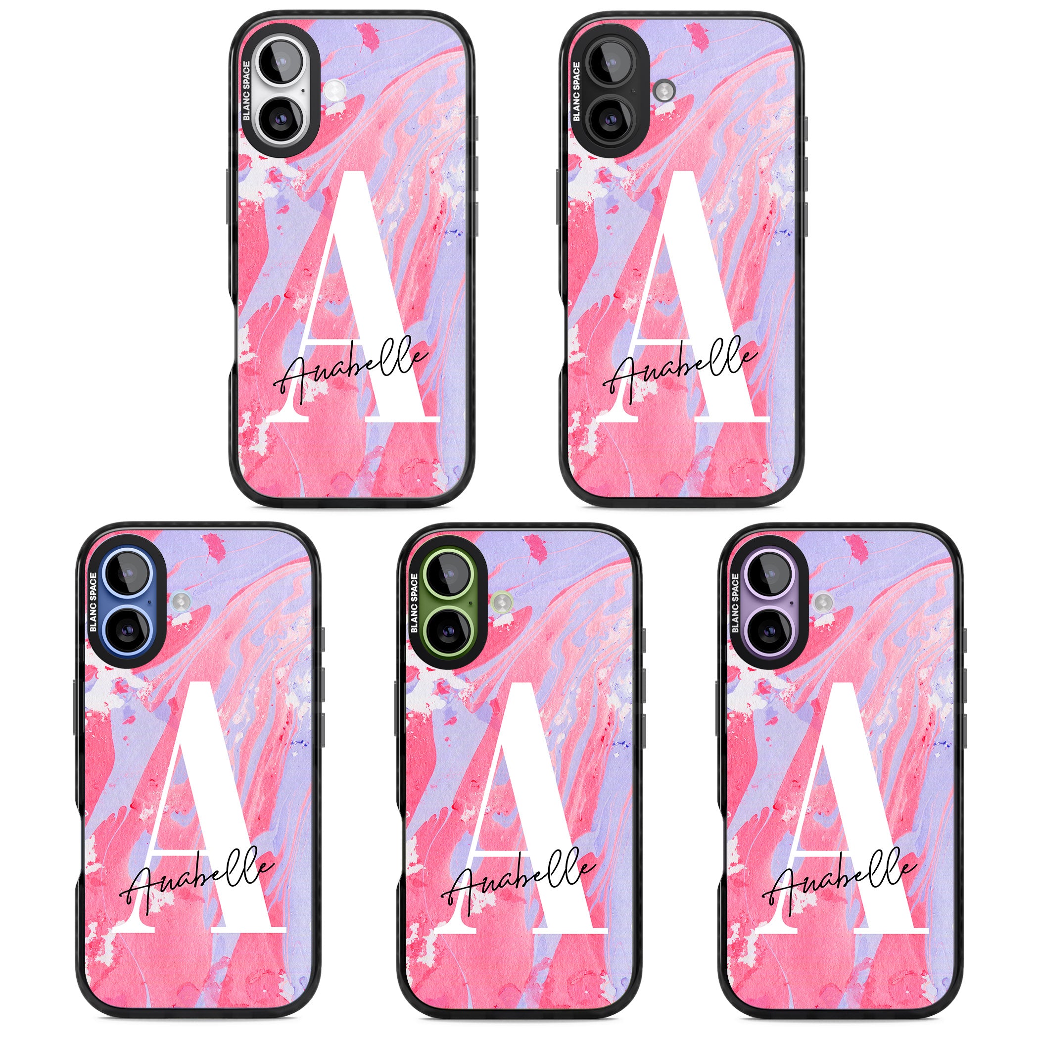 Personalised Pink & Purple Marble iPhone 17 Impact Black Phone Case APT Impact Protection