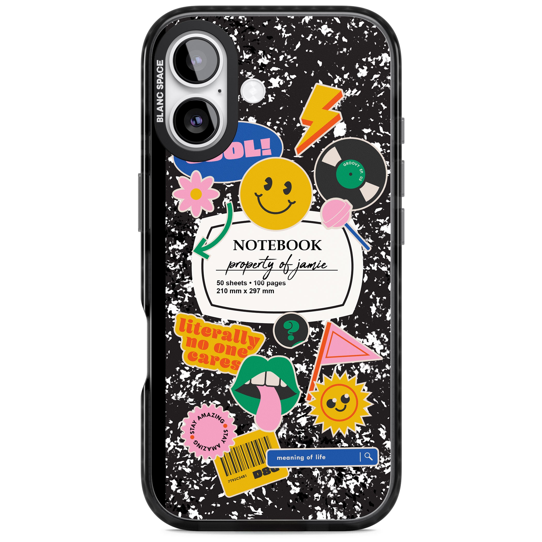 Personalised Quirky Notebook iPhone 17 Impact Black Phone Case