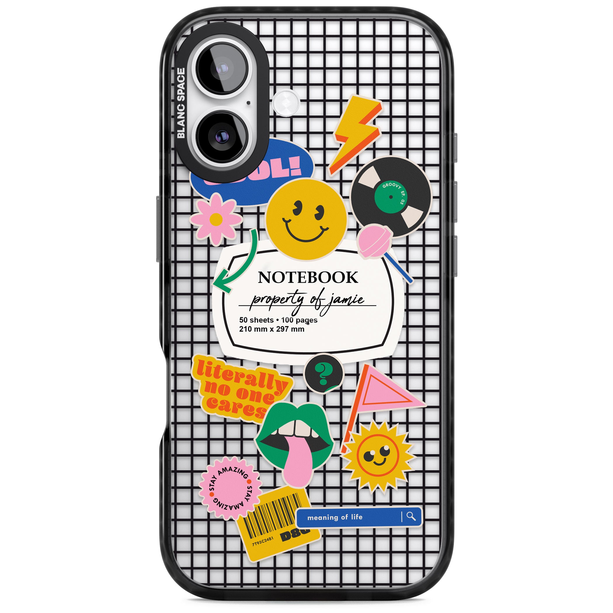 Personalised Sticker Mix Grid iPhone 17 Impact Black Phone Case