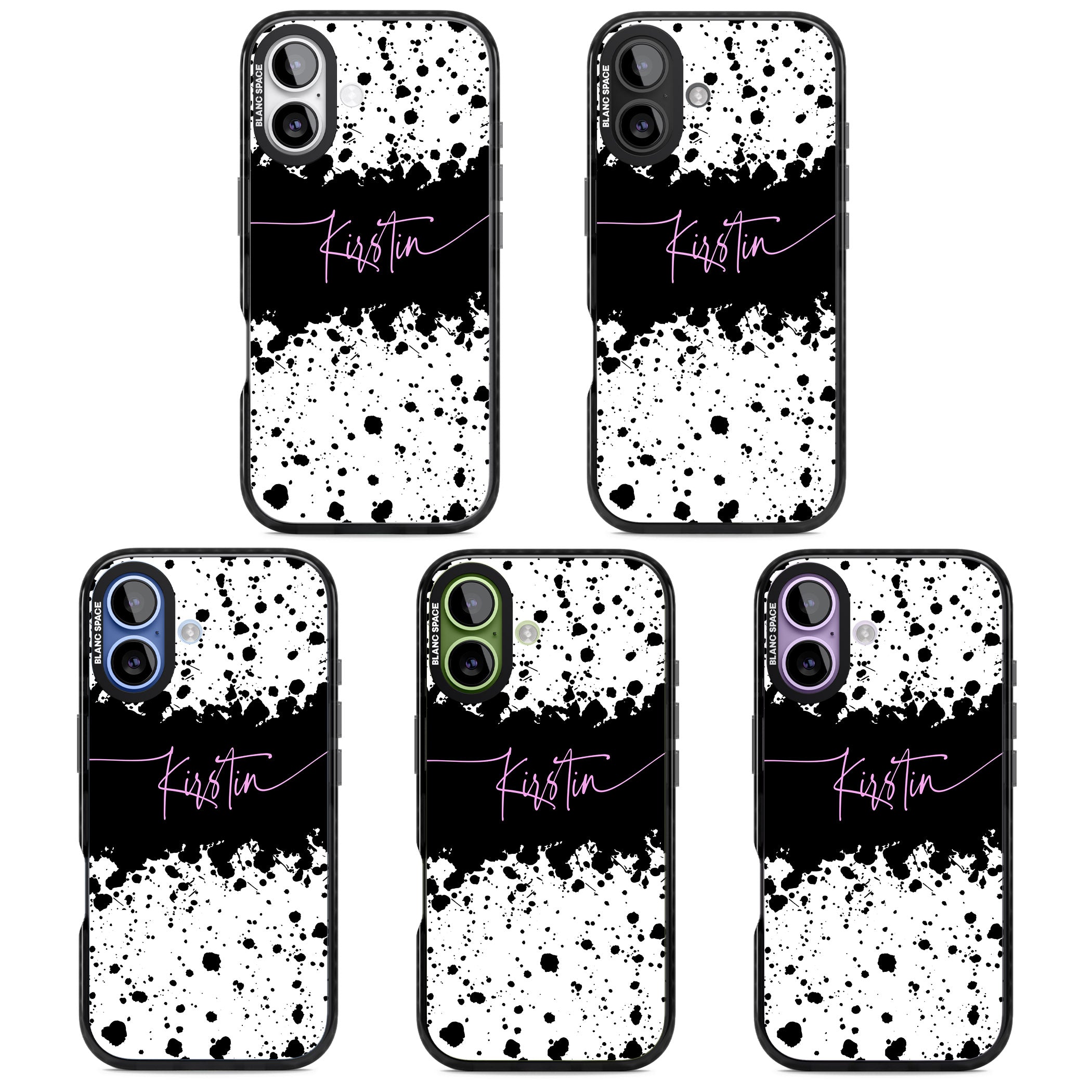 Personalised Bold Paint Splatters iPhone 17 Impact Black Phone Case APT Impact Protection