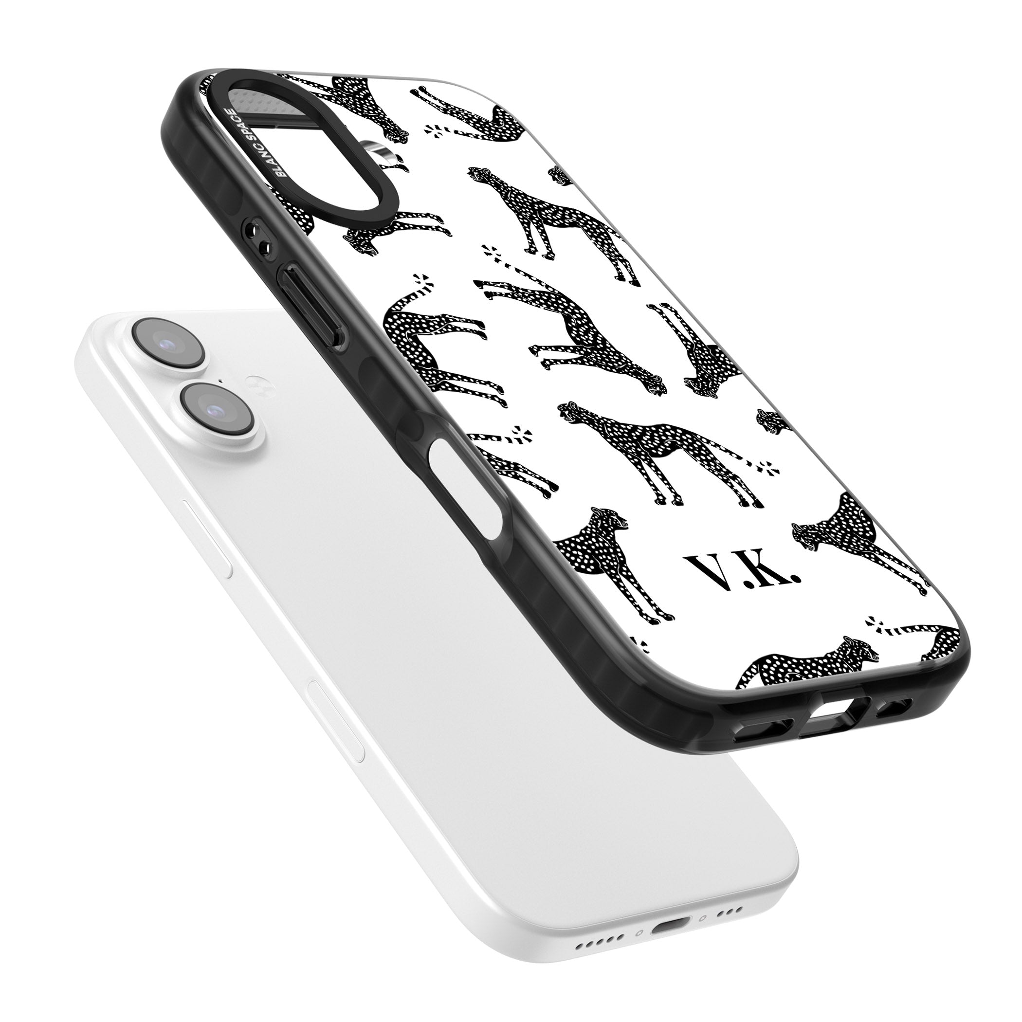 Personalised Black & White Cheetah Pattern iPhone 17 Impact Black Phone Case Colours
