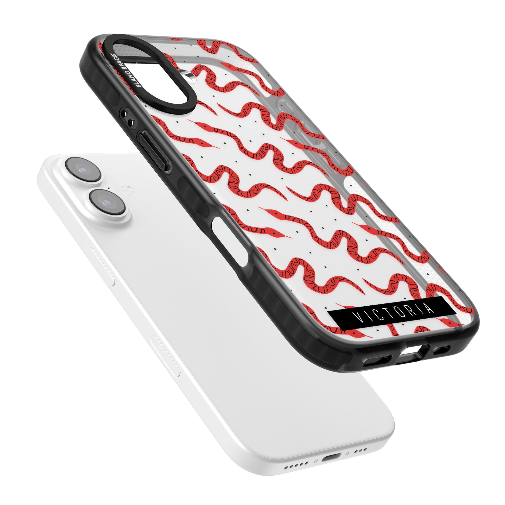 Personalised Red Snake Pattern iPhone 17 Impact Black Phone Case Colours