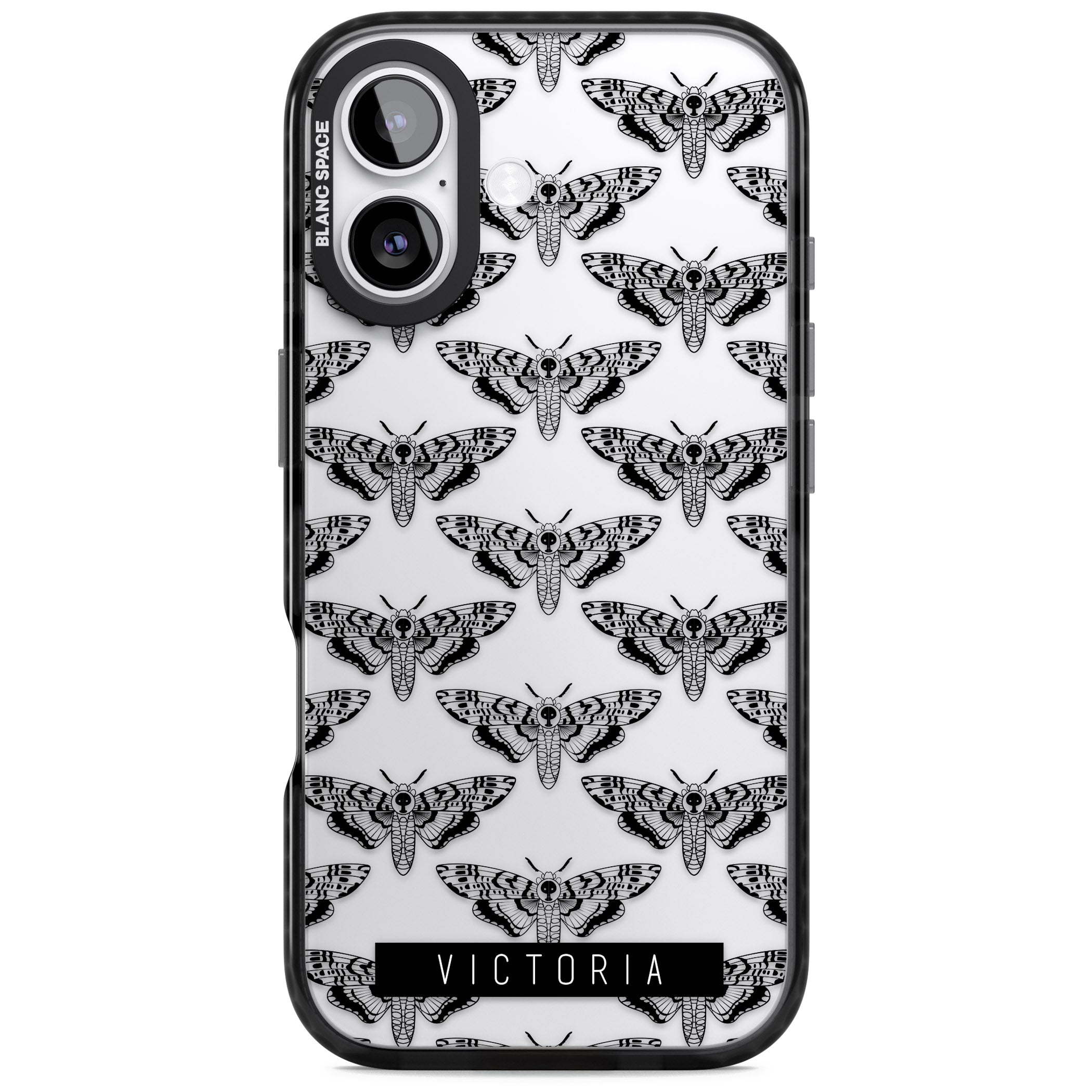 Personalised Hawk Moth Pattern iPhone 17 Impact Black Phone Case