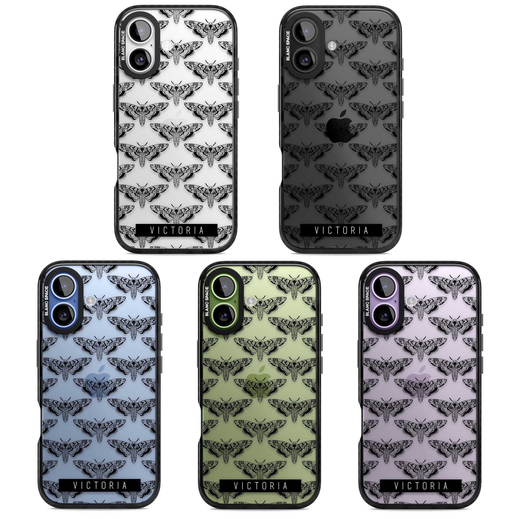 Personalised Hawk Moth Pattern iPhone 17 Impact Black Phone Case APT Impact Protection