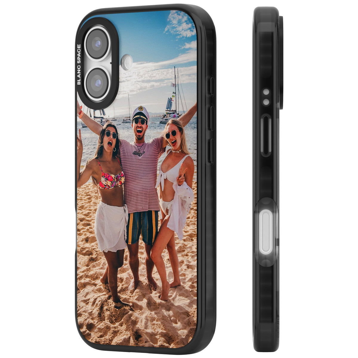 Personalised Photo iPhone 16 / iPhone 16 Plus / iPhone 17 Impact Black Phone Case side