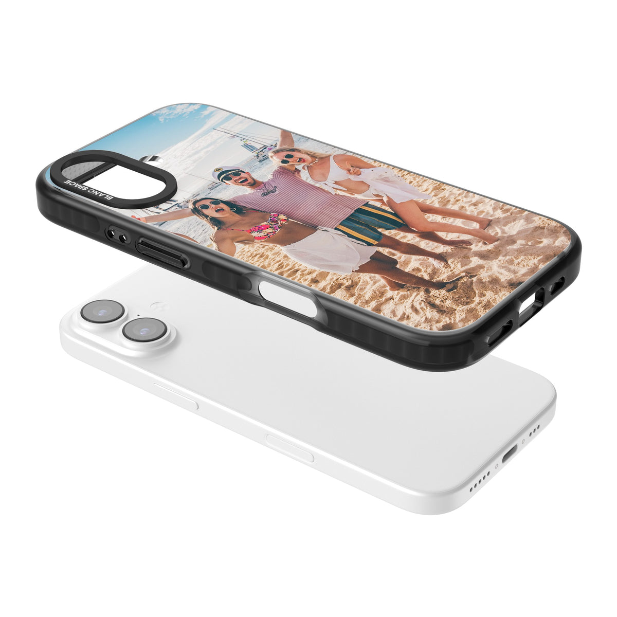 Personalised Photo iPhone 16 / iPhone 16 Plus / iPhone 17 Impact Black Phone Case angled