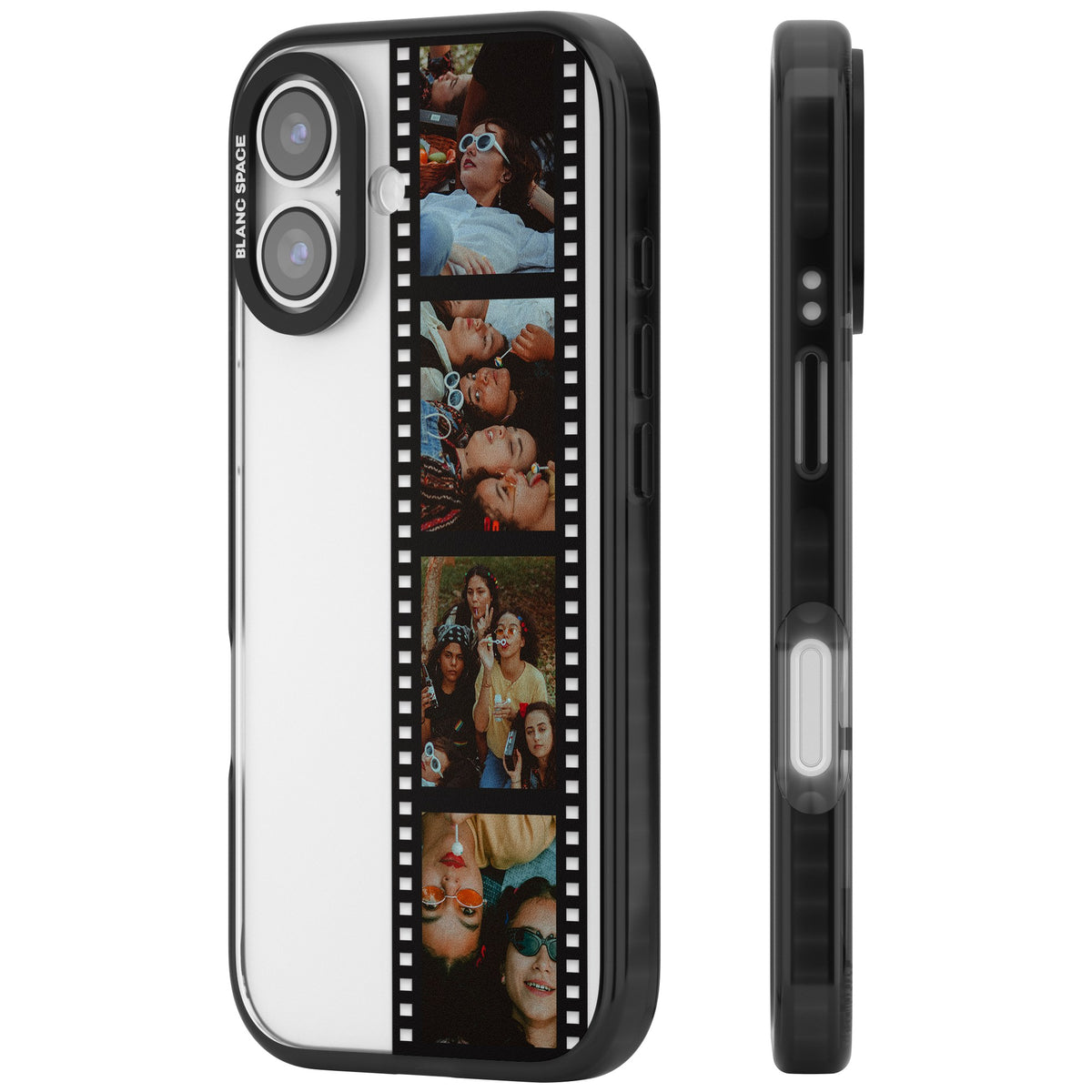 Personalised Photo Film Strip iPhone 16 / iPhone 16 Plus / iPhone 17 Impact Black Phone Case side