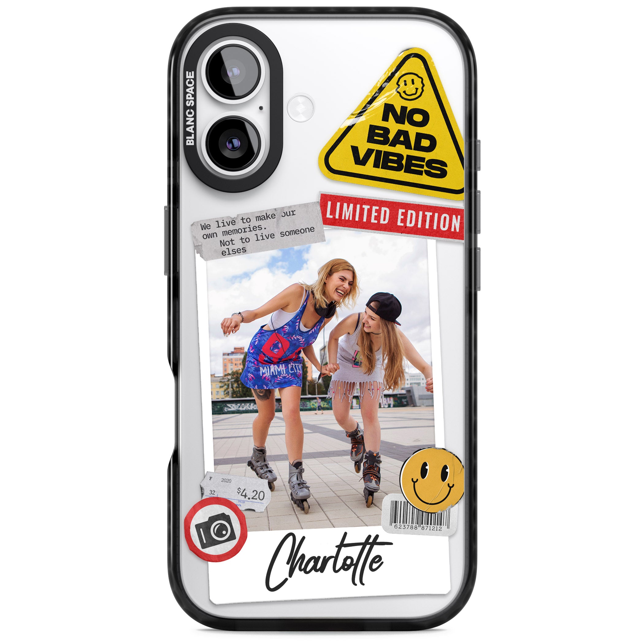 Personalised Sticker Mix Instant Photo iPhone 17 Impact Black Phone Case