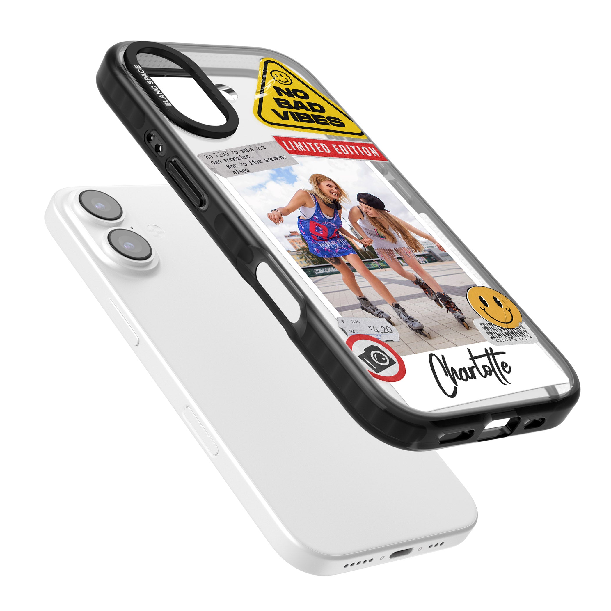 Personalised Sticker Mix Instant Photo iPhone 17 Impact Black Phone Case Colours