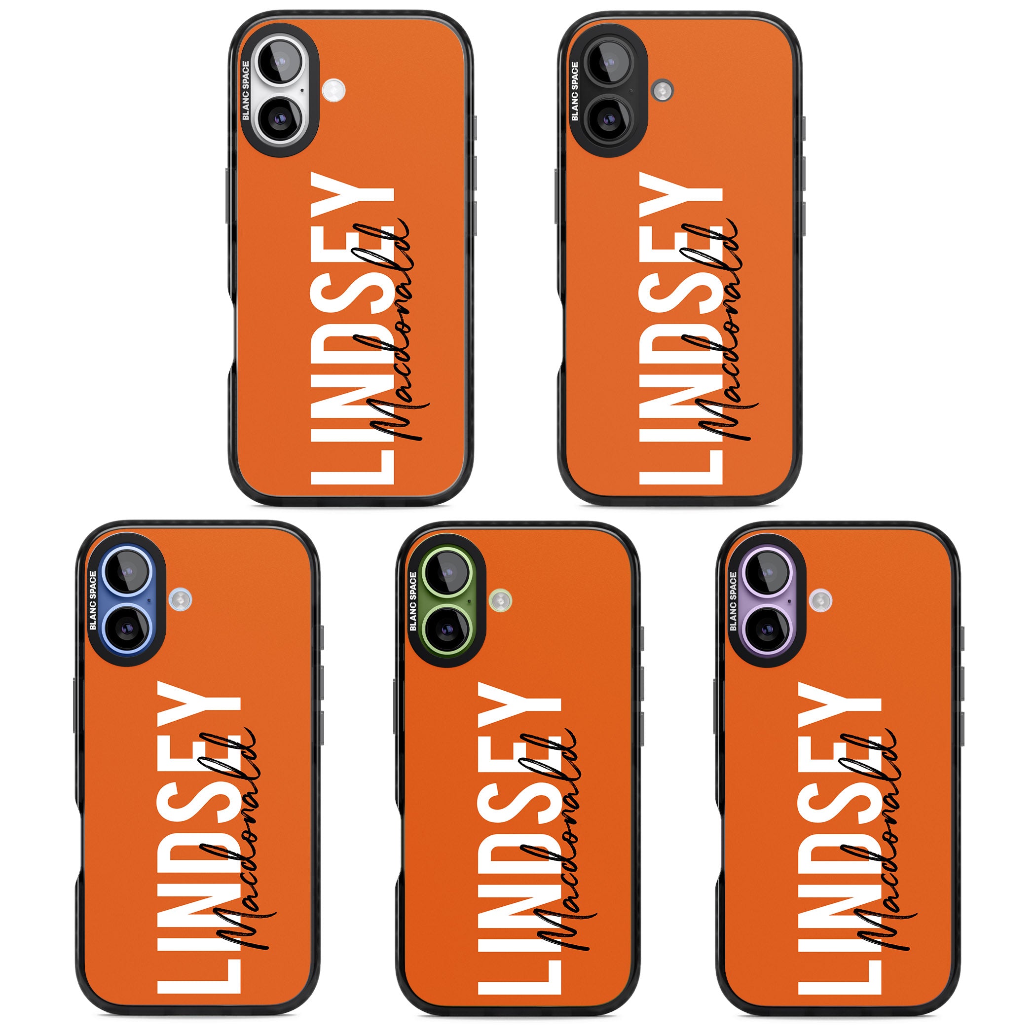 Personalised Bold Name: Orange iPhone 17 Impact Black Phone Case APT Impact Protection