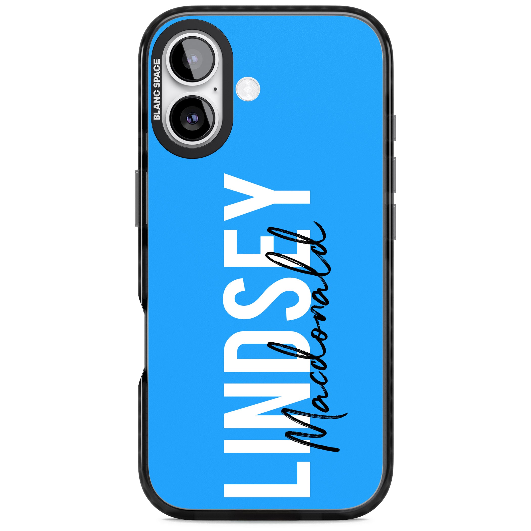 Personalised Bold Name: Blue iPhone 17 Impact Black Phone Case
