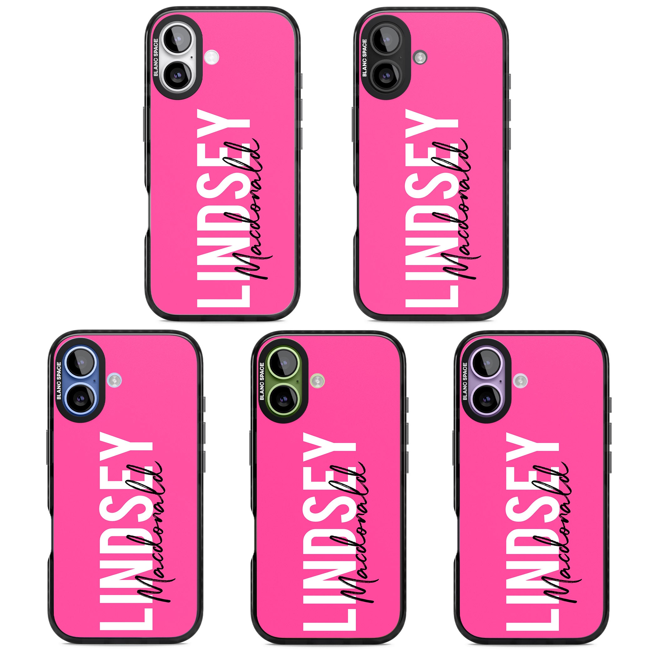 Personalised Bold Name: Pink iPhone 17 Impact Black Phone Case APT Impact Protection