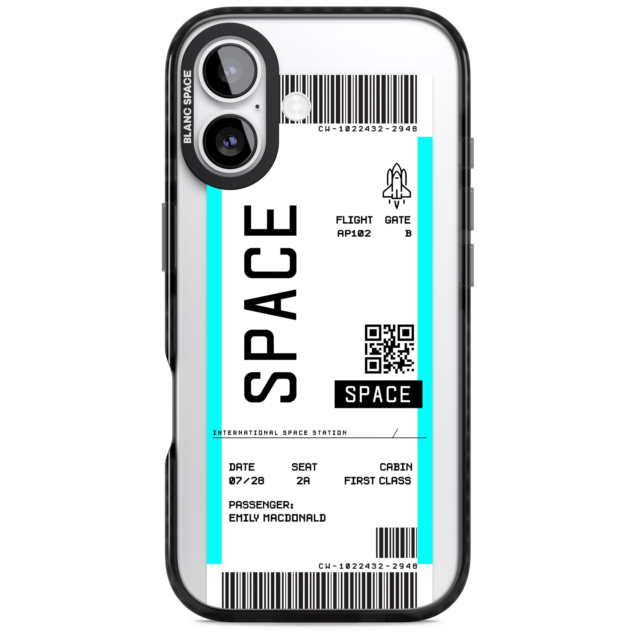 Personalised Space Travel Ticket iPhone 17 Impact Black Phone Case