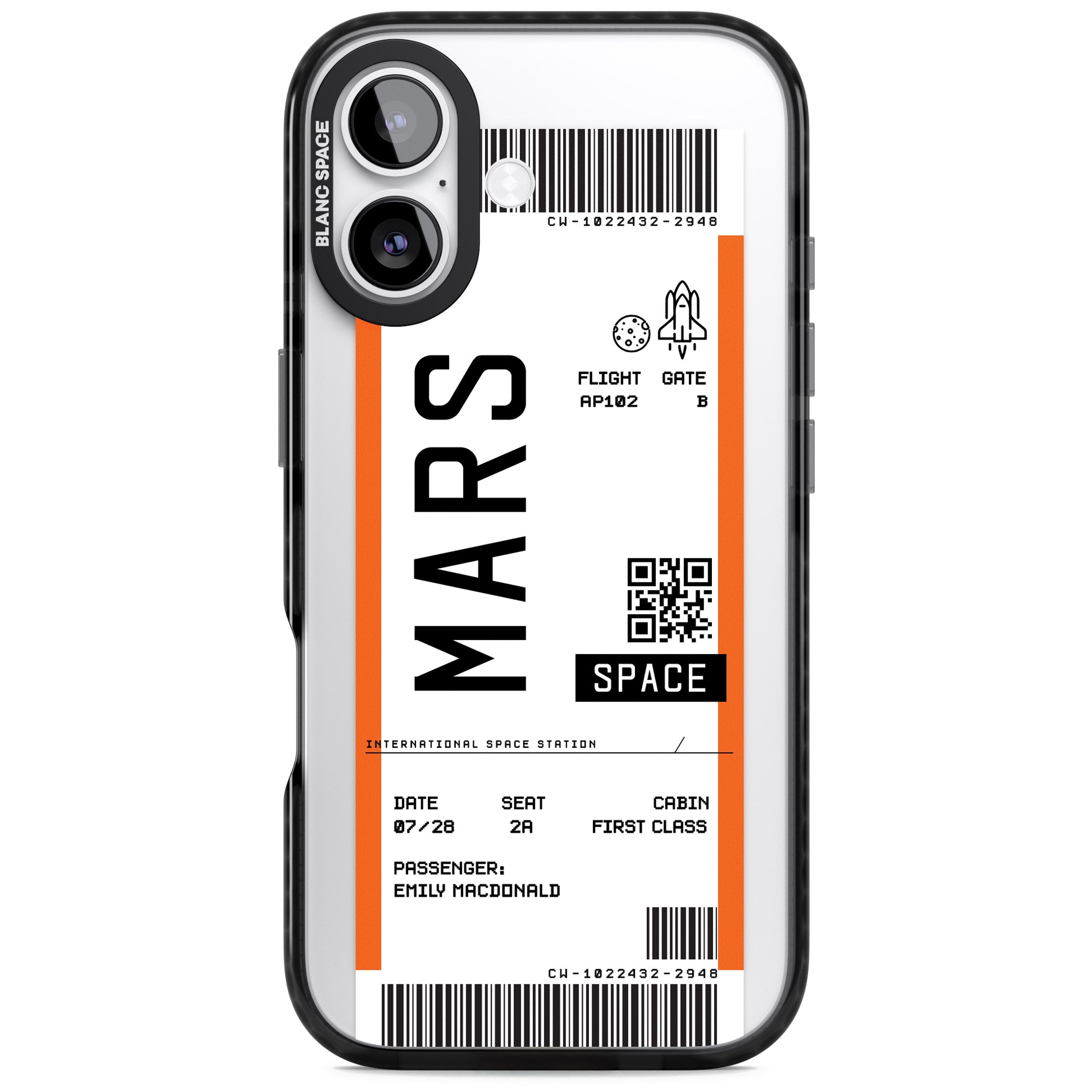 Personalised Mars Travel Ticket iPhone 17 Impact Black Phone Case