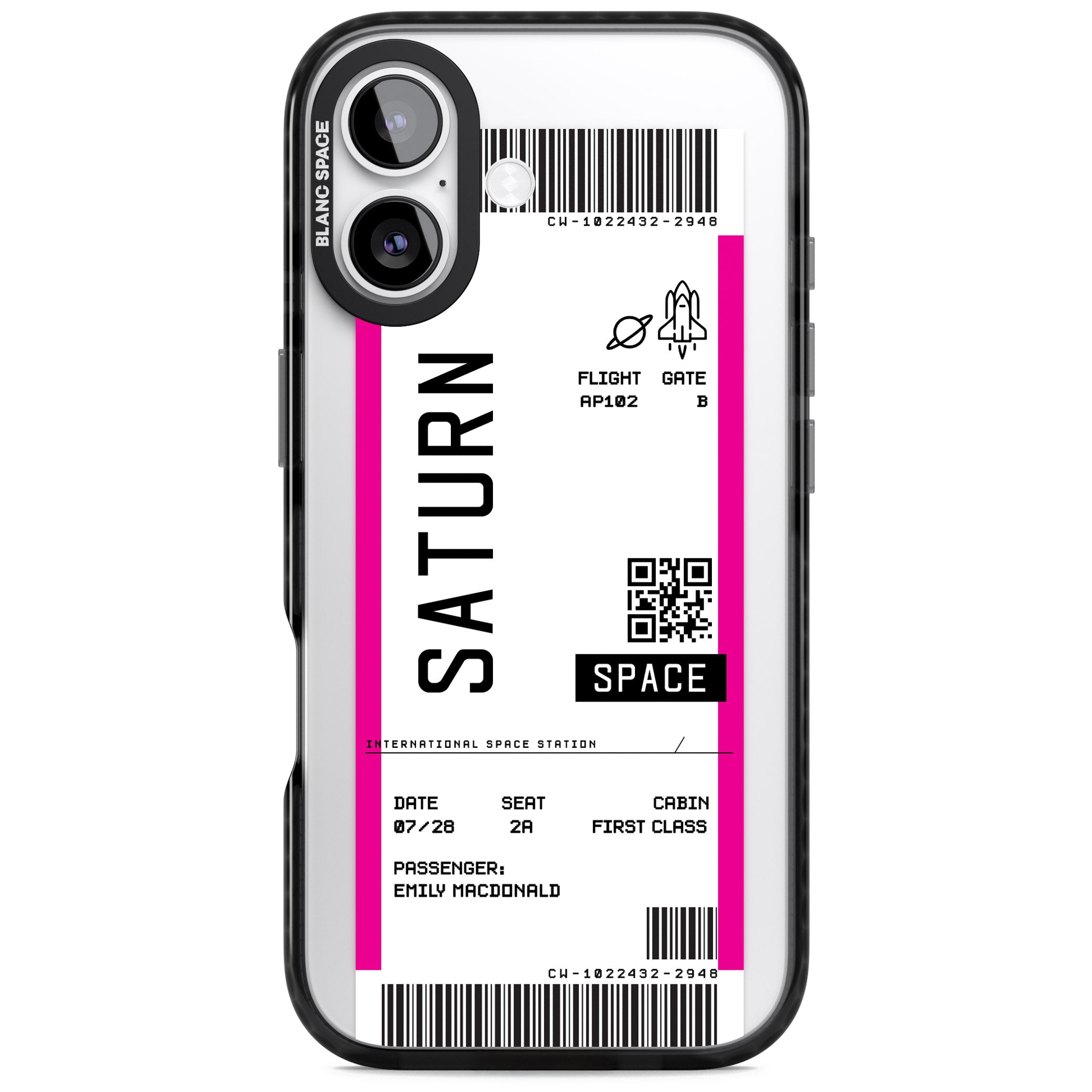 Personalised Saturn Travel Ticket iPhone 17 Impact Black Phone Case