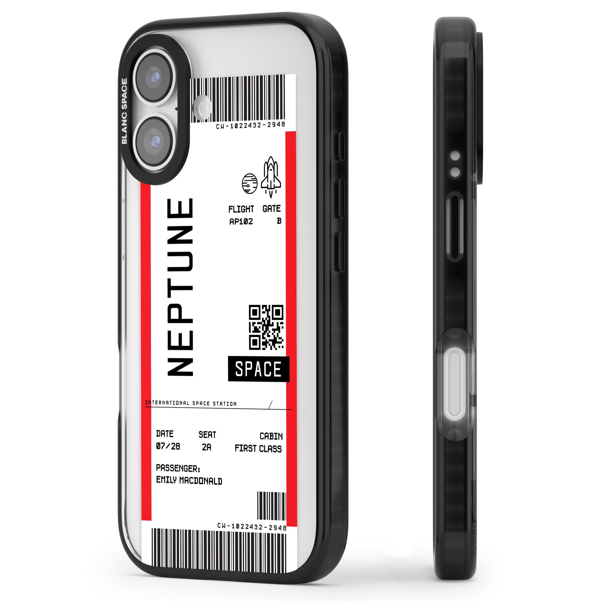 Personalised Neptune Travel Ticket iPhone 17 Impact Black Phone Case Side Profile