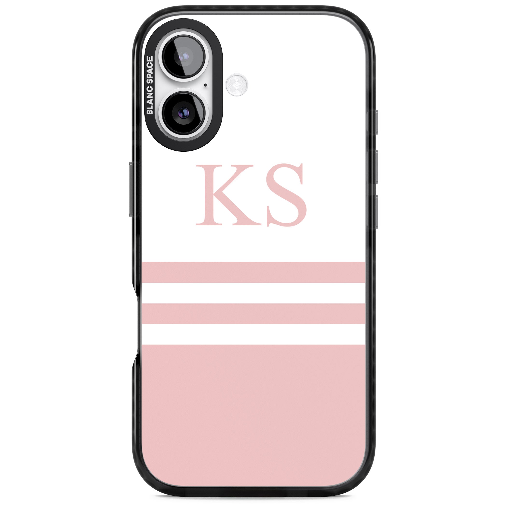 Personalised Pink Stripes & Initials iPhone 17 Impact Black Phone Case