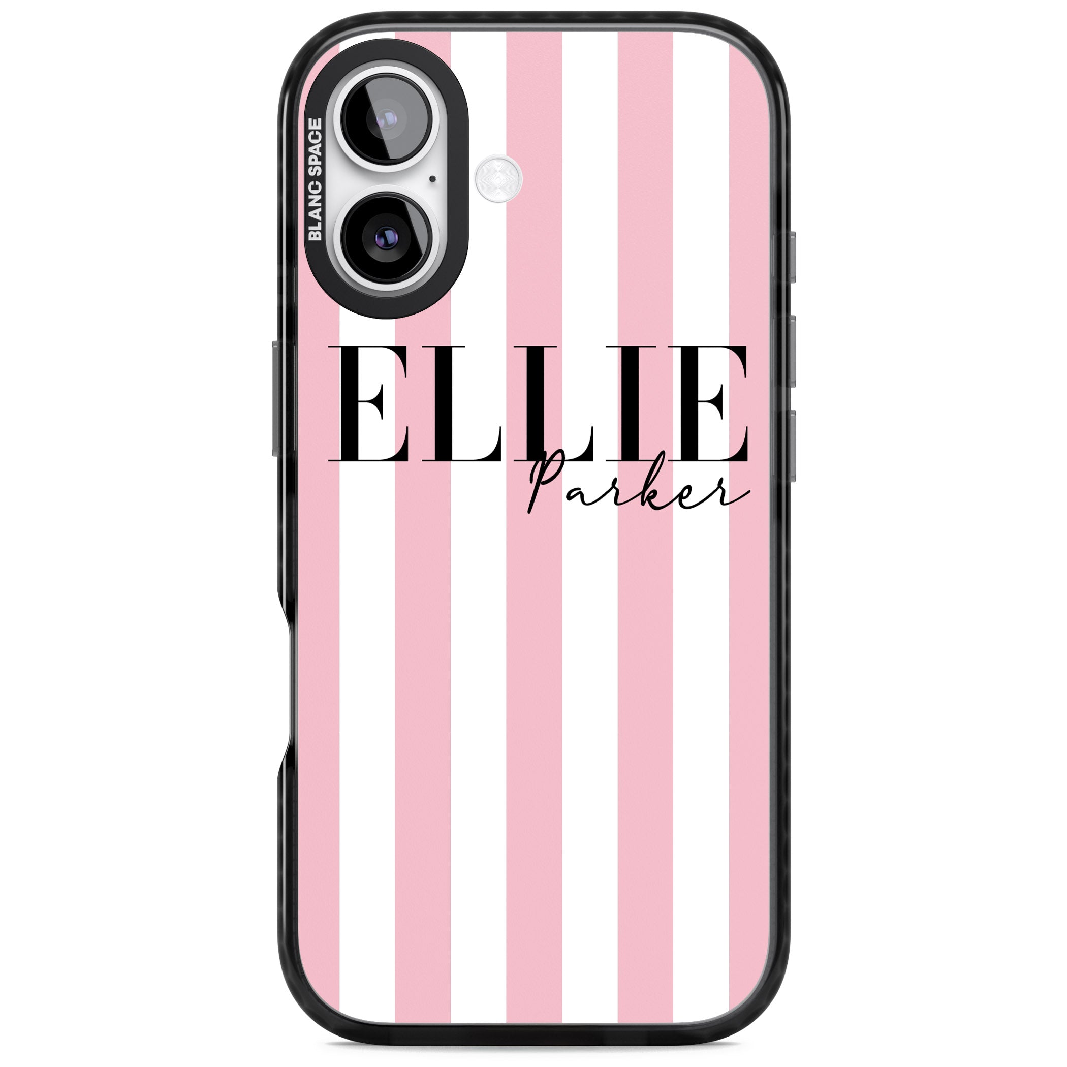 Personalised Pink Stripes iPhone 17 Impact Black Phone Case