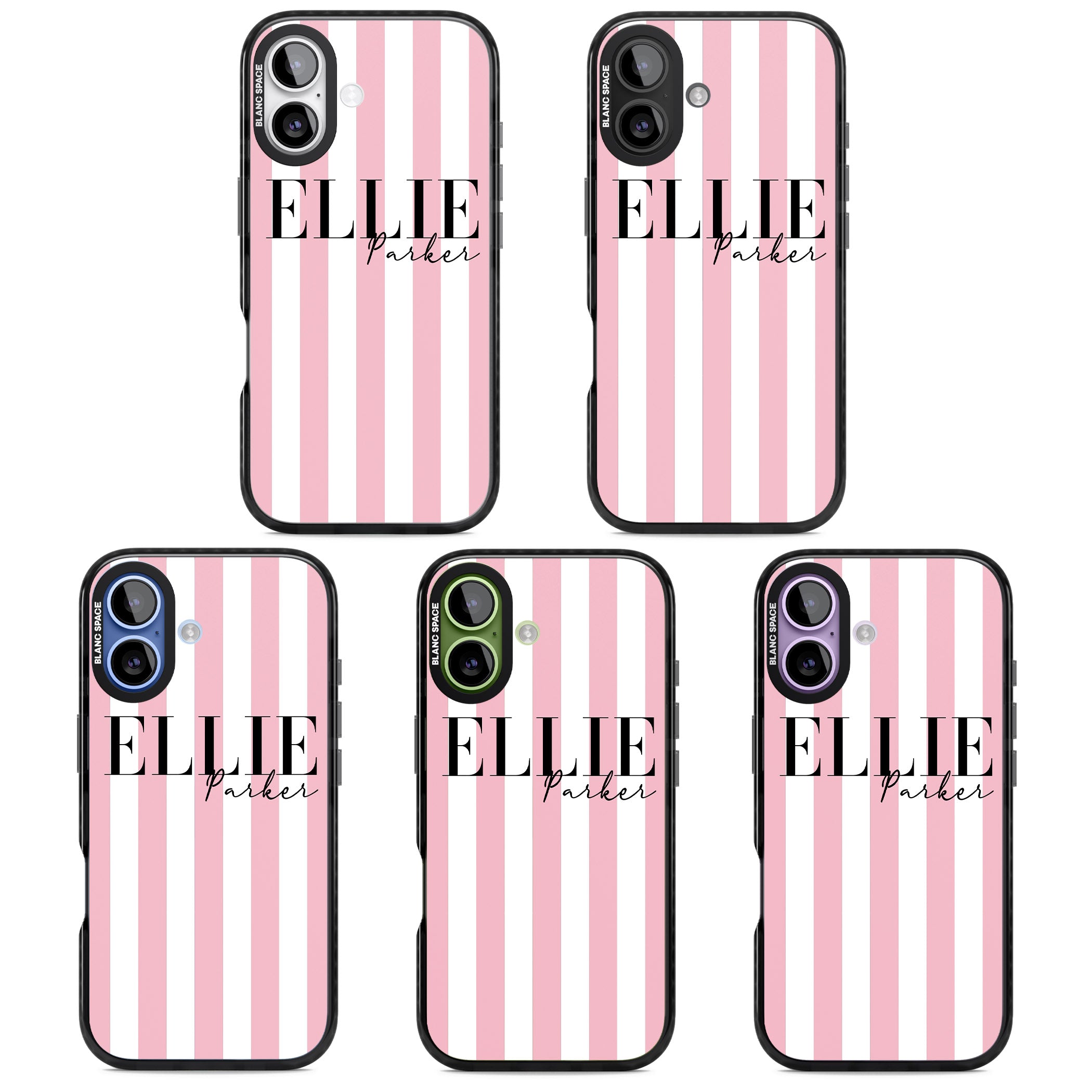 Personalised Pink Stripes iPhone 17 Impact Black Phone Case APT Impact Protection