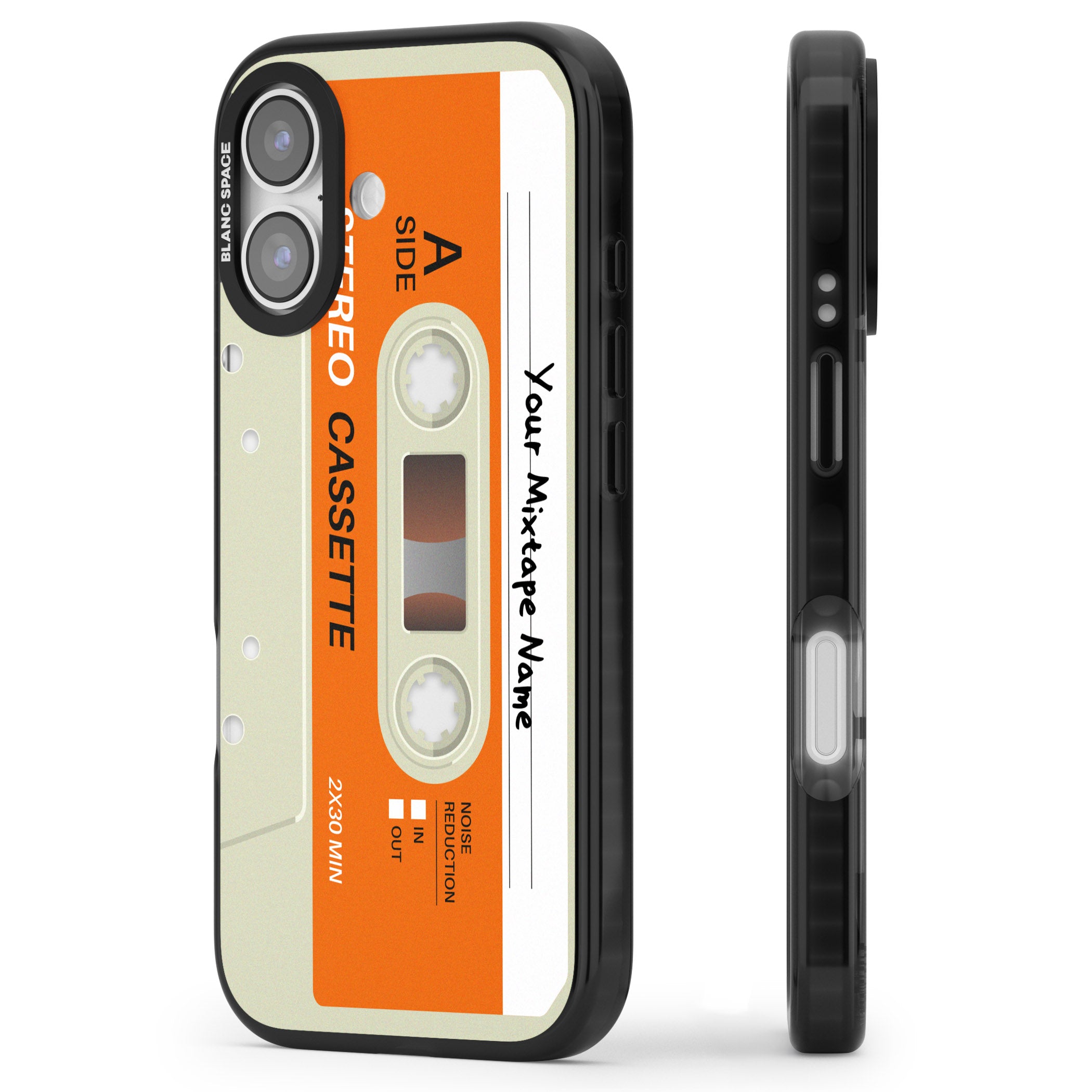 Personalised Retro Cassette Classic iPhone 17 Impact Black Phone Case Side Profile