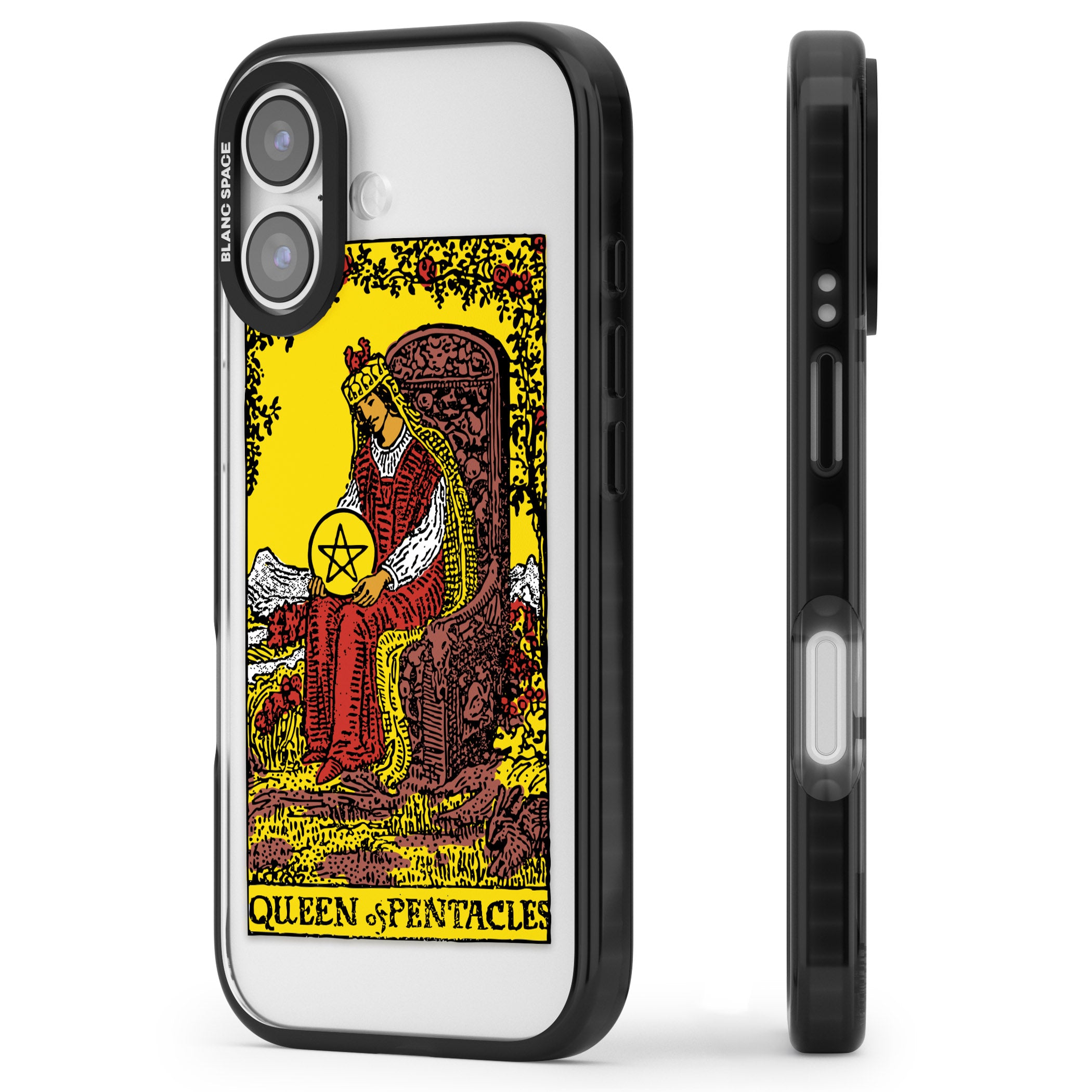 Personalised Queen Of Pentacles Tarot Card (Color) iPhone 17 Impact Black Phone Case Side Profile