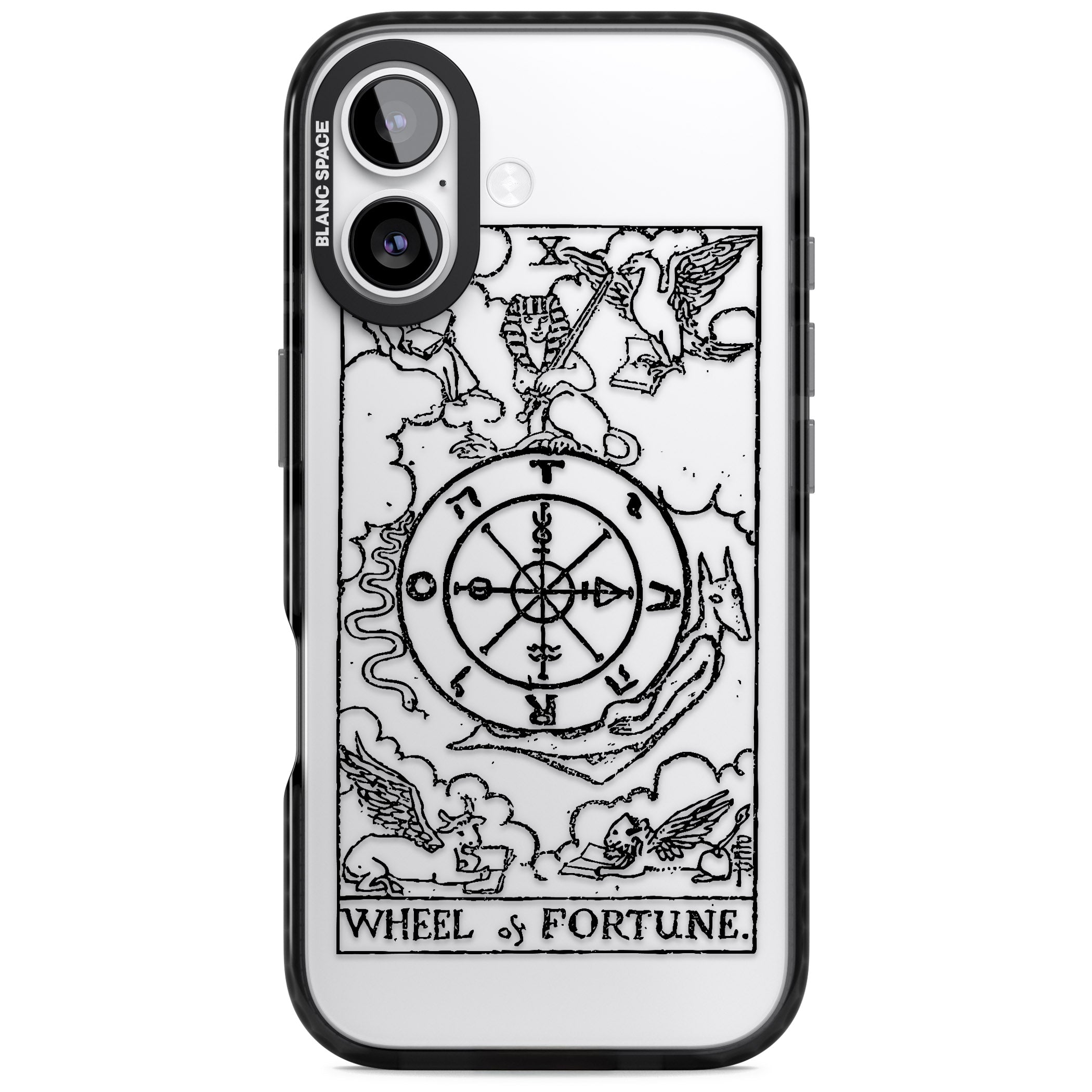Personalised Wheel Of Fortune Tarot Transparent iPhone 17 Impact Black Phone Case