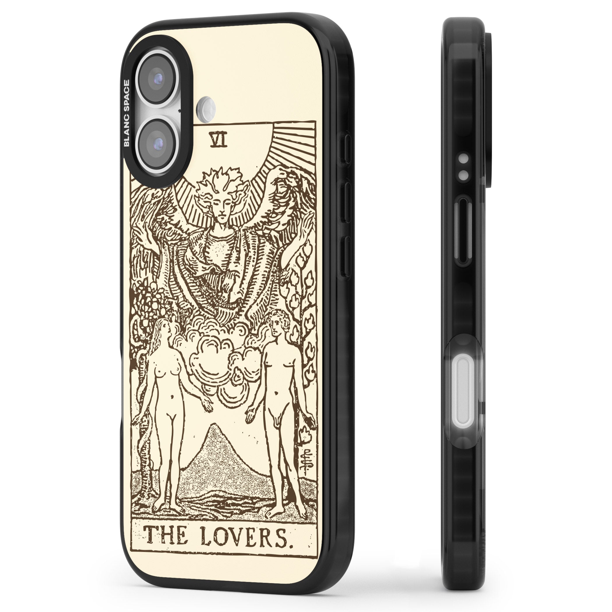 Personalised The Lovers Tarot Card (Cream) iPhone 17 Impact Black Phone Case Side Profile
