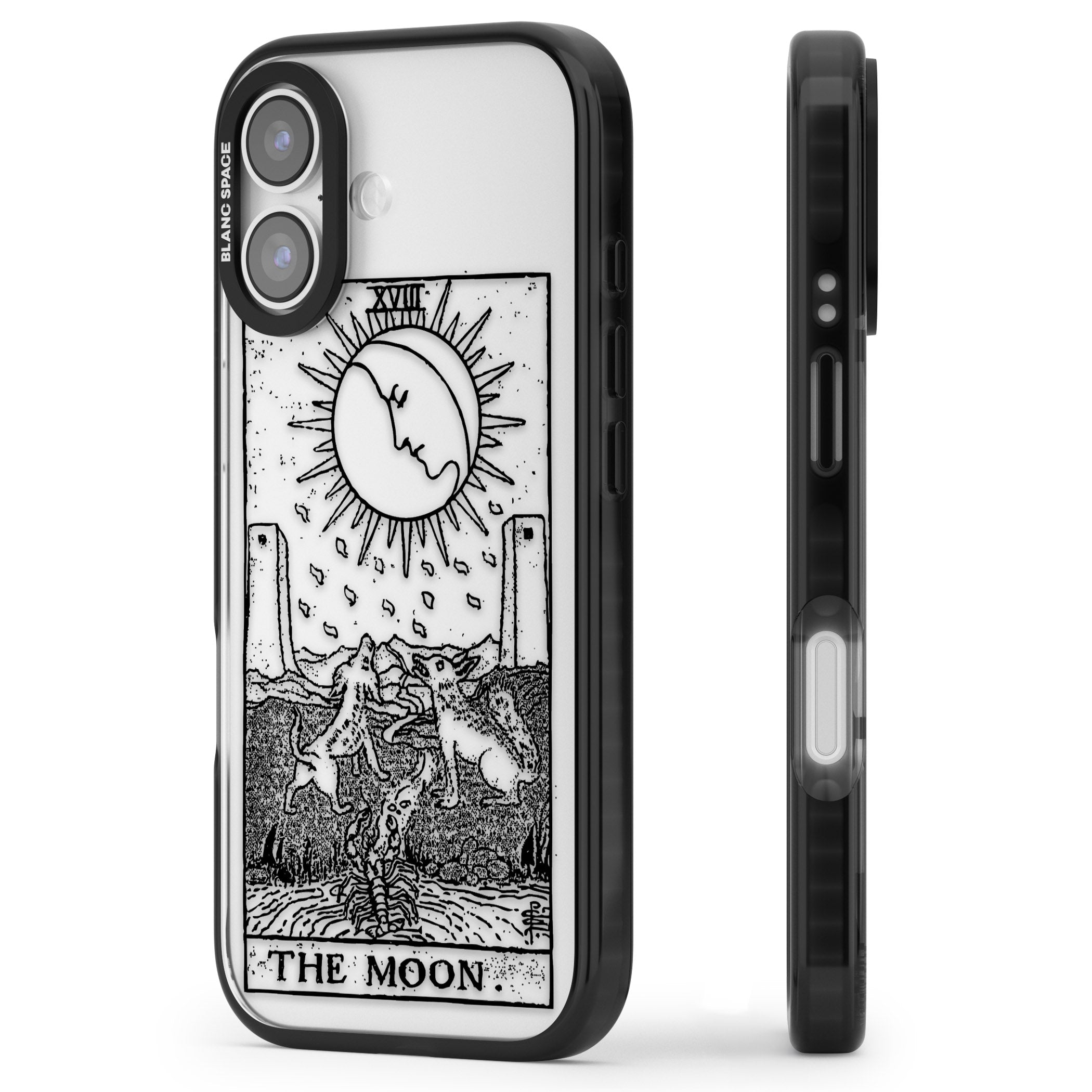 Personalised The Moon Tarot Card (Clear) iPhone 17 Impact Black Phone Case Side Profile