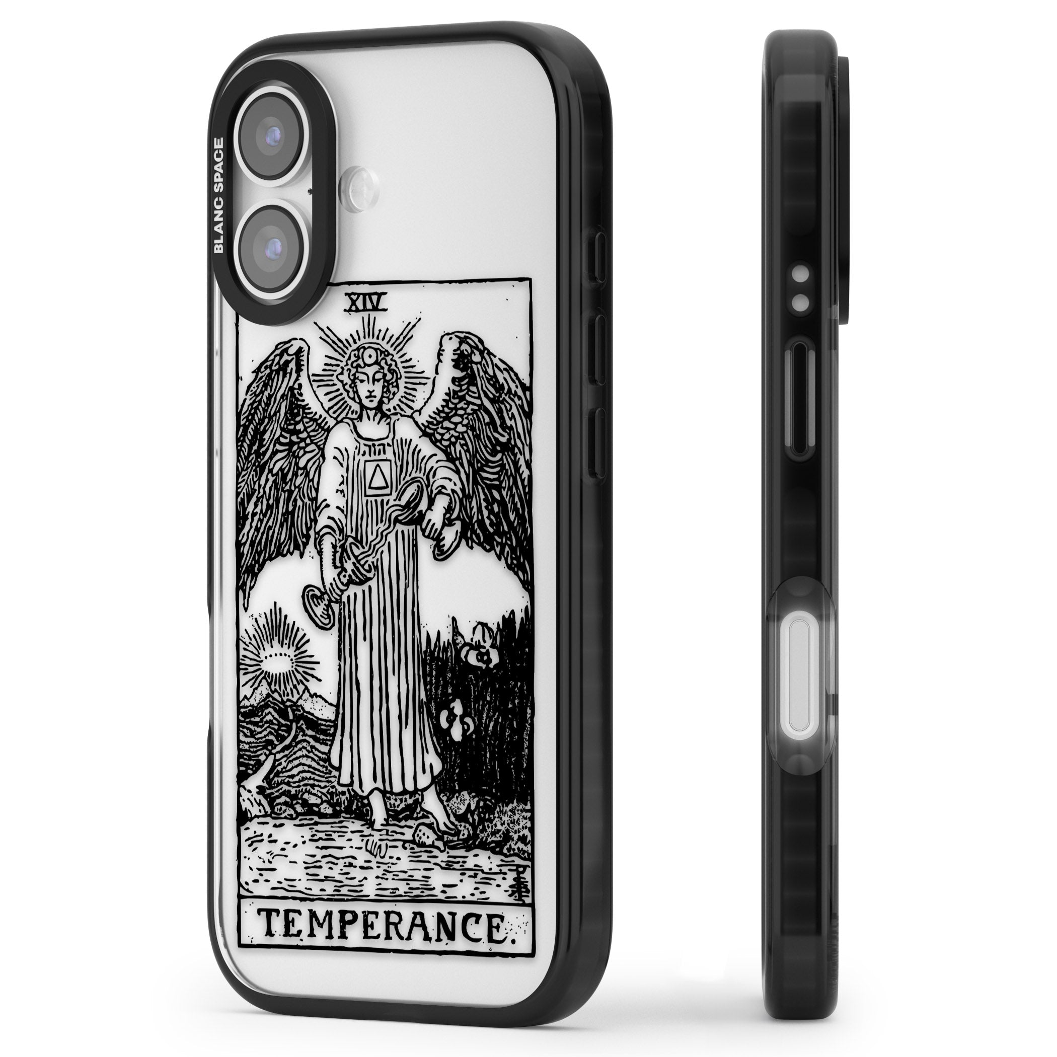 Personalised Temperance Tarot Card (Clear) iPhone 17 Impact Black Phone Case Side Profile