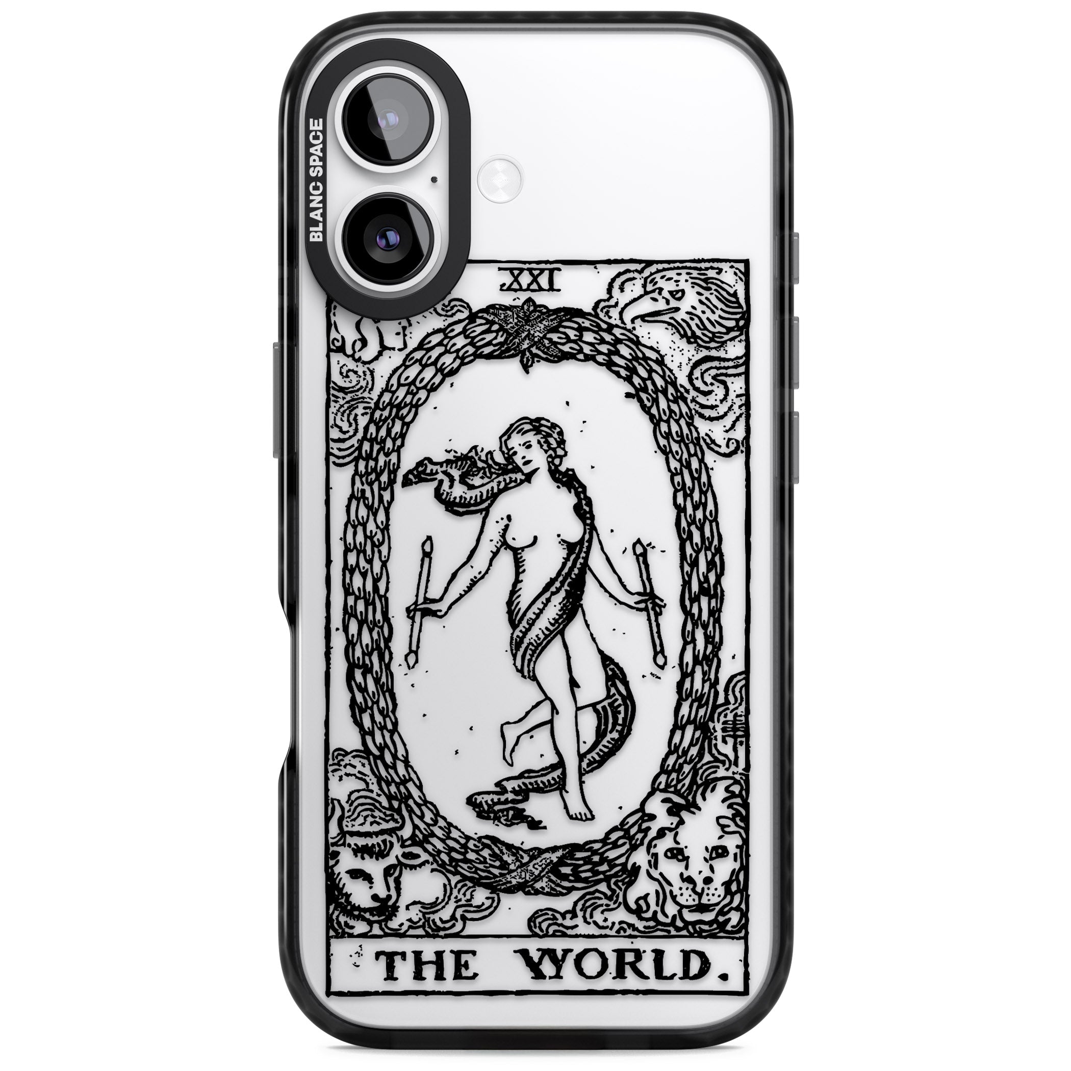 Personalised The World Tarot Card (Clear) iPhone 17 Impact Black Phone Case
