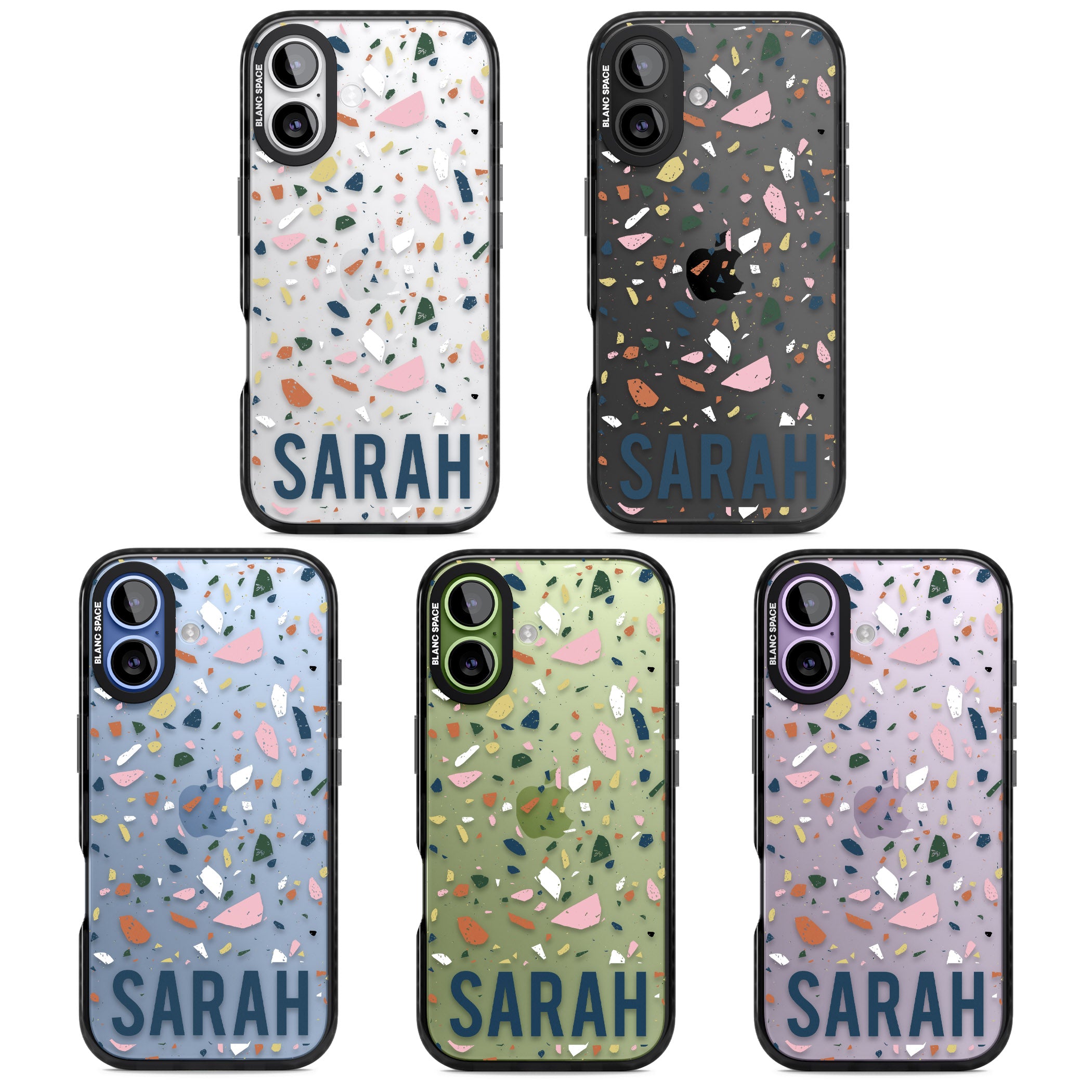 Personalised Terrazzo iPhone 17 Impact Black Phone Case APT Impact Protection