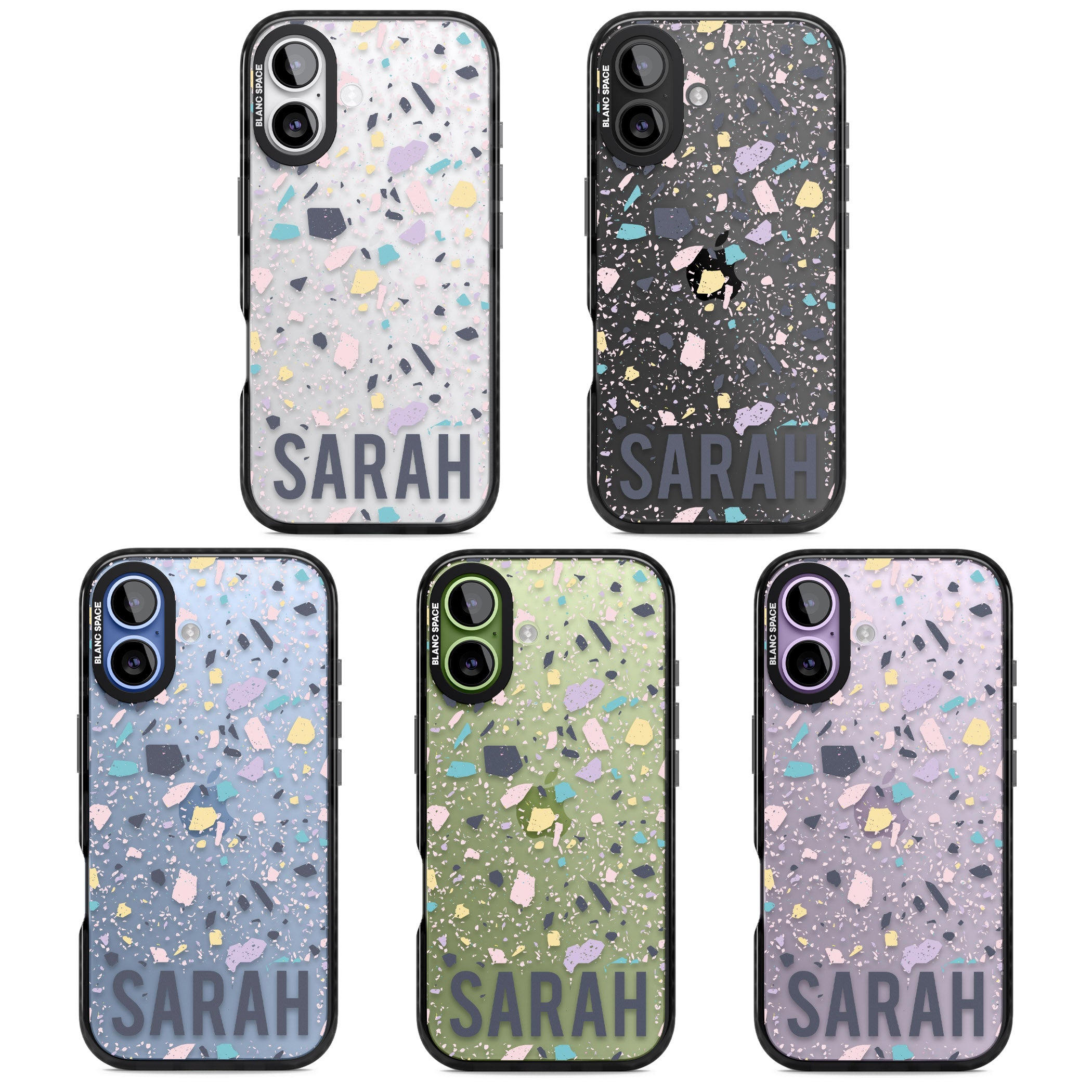 Personalised Pastel Terrazzo iPhone 17 Impact Black Phone Case APT Impact Protection