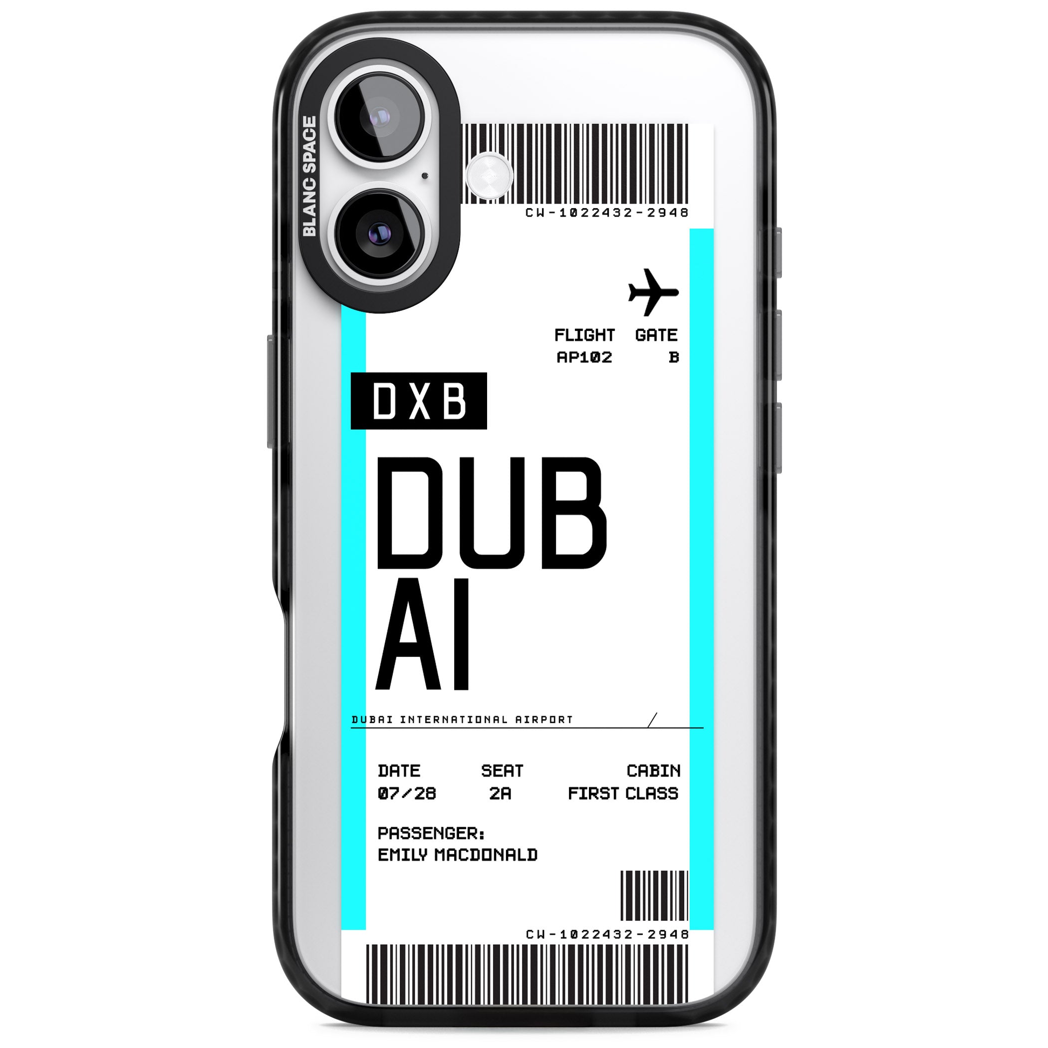 Personalised Dubai Boarding Pass iPhone 17 Impact Black Phone Case