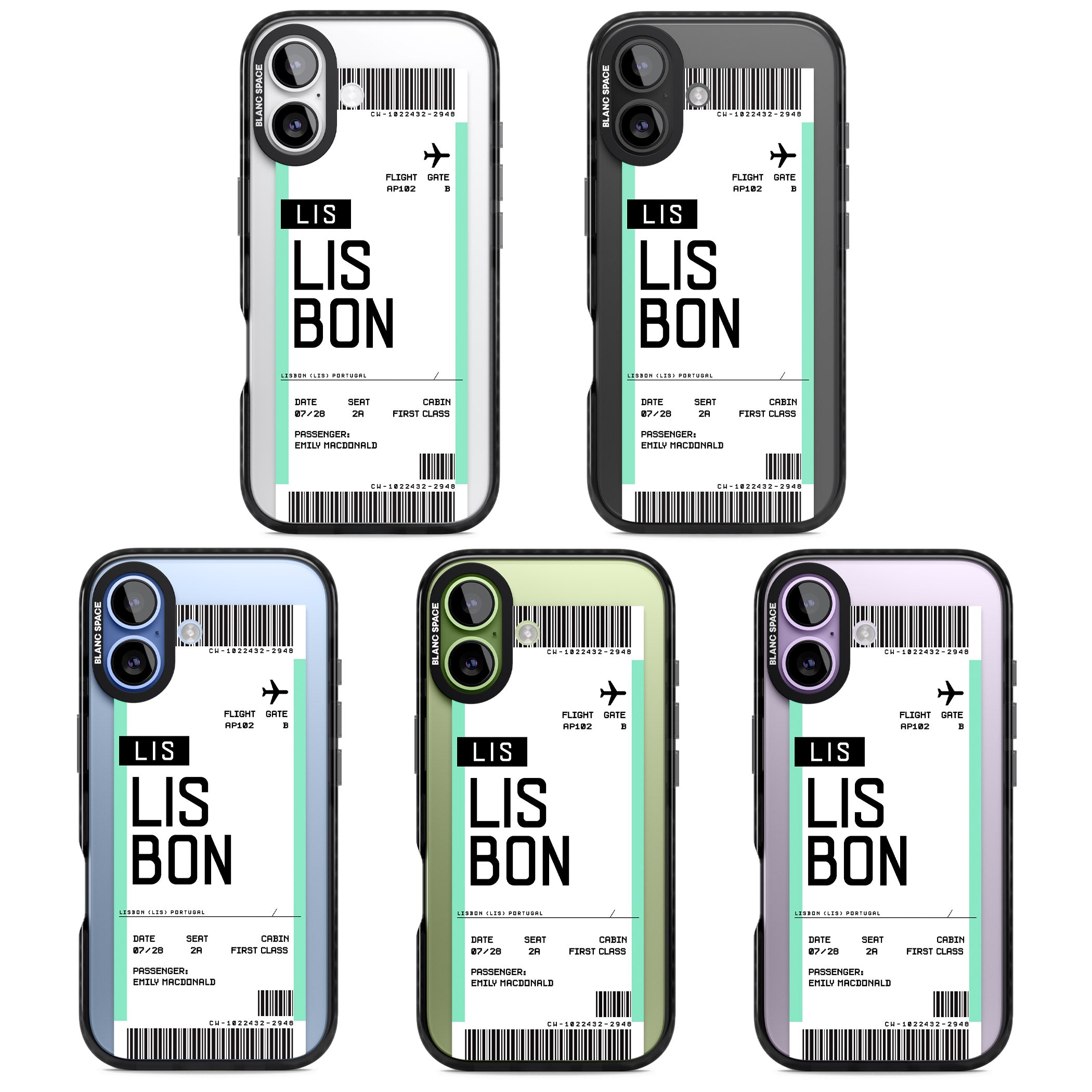 Personalised Lisbon Boarding Pass iPhone 17 Impact Black Phone Case APT Impact Protection